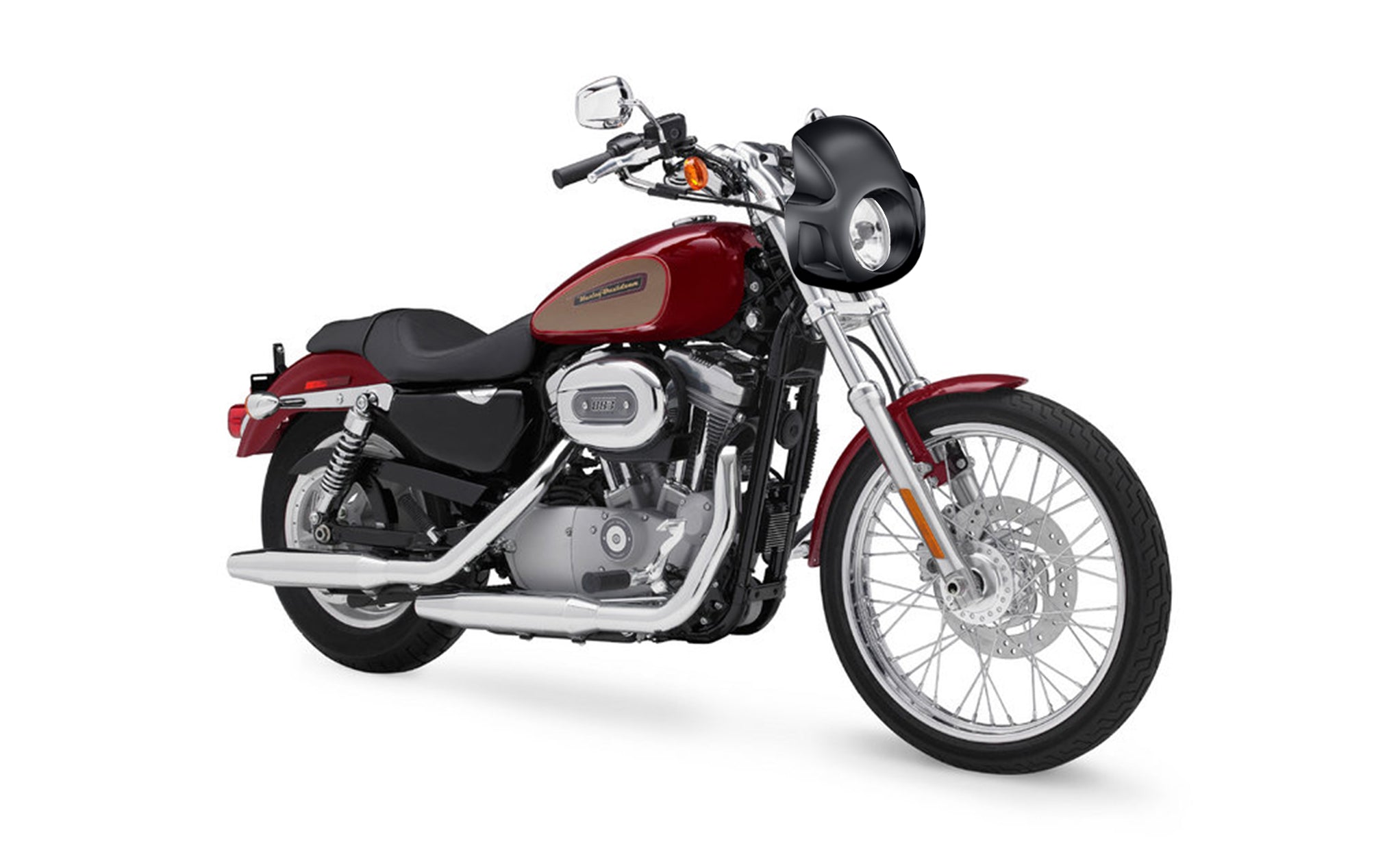 Viking Strider Sport Motorcycle Fairing For Harley Sportster 883 Custom XL883C Gloss Black Bag on Bike View @expand