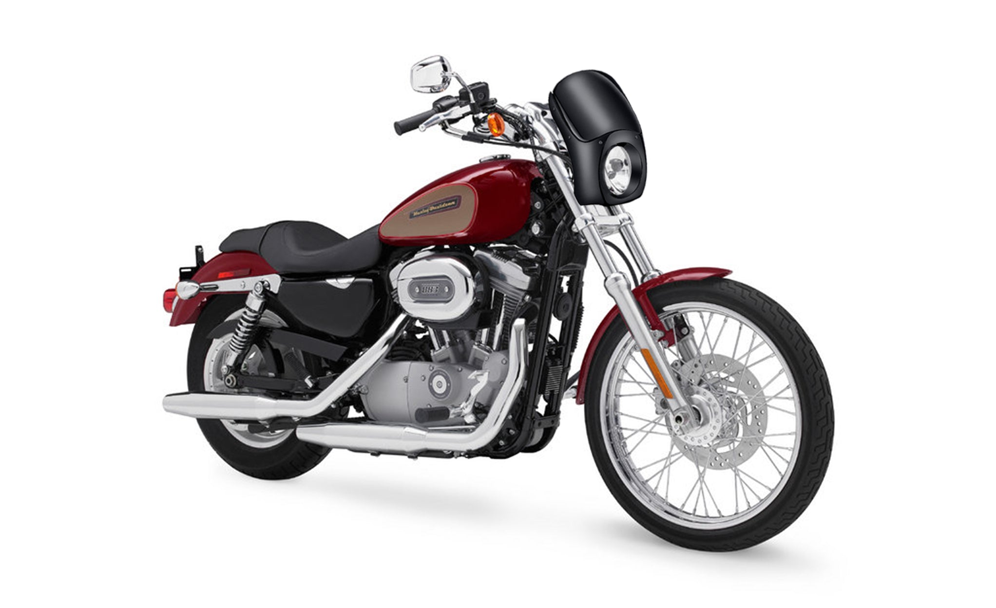 Viking Bronco Motorcycle Fairing For Harley Sportster 883 Custom XL883C Gloss Black Bag on Bike View @expand