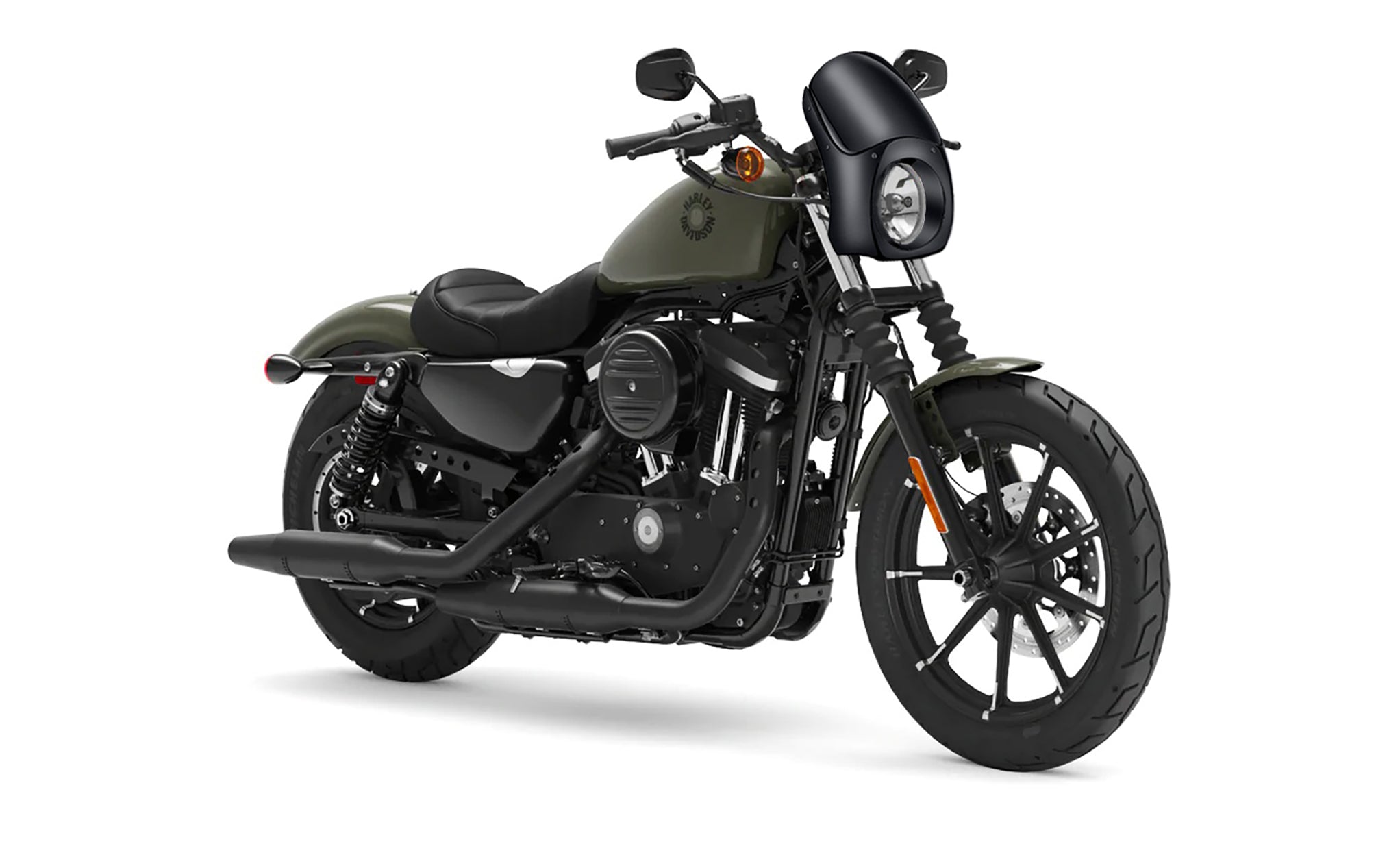 Viking Bronco Motorcycle Fairing For Harley Sportster 883 Iron XL883N Gloss Black Bag on Bike View @expand