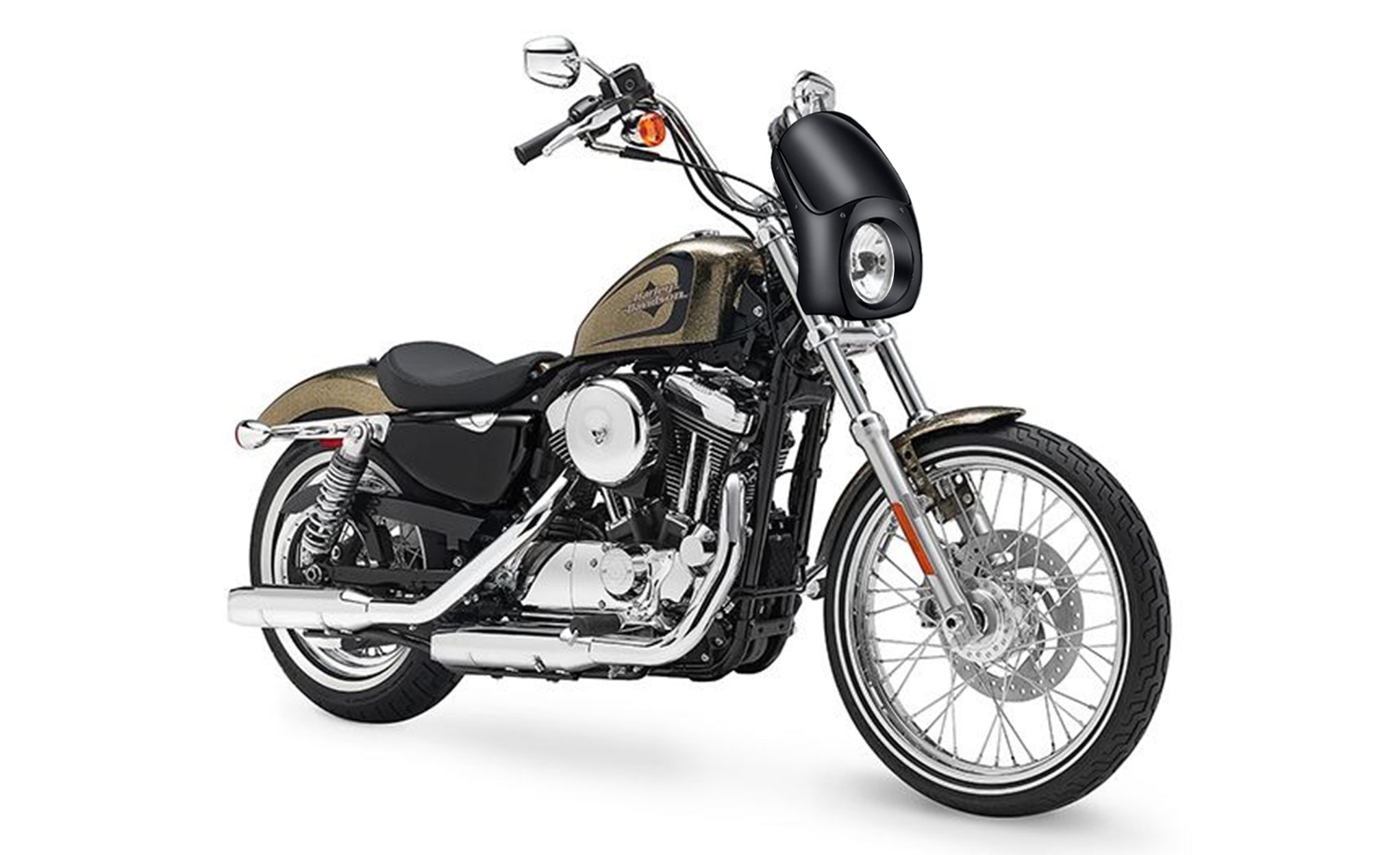Viking Bronco Motorcycle Fairing For Harley Sportster Seventy Two Gloss Black Bag on Bike View @expand