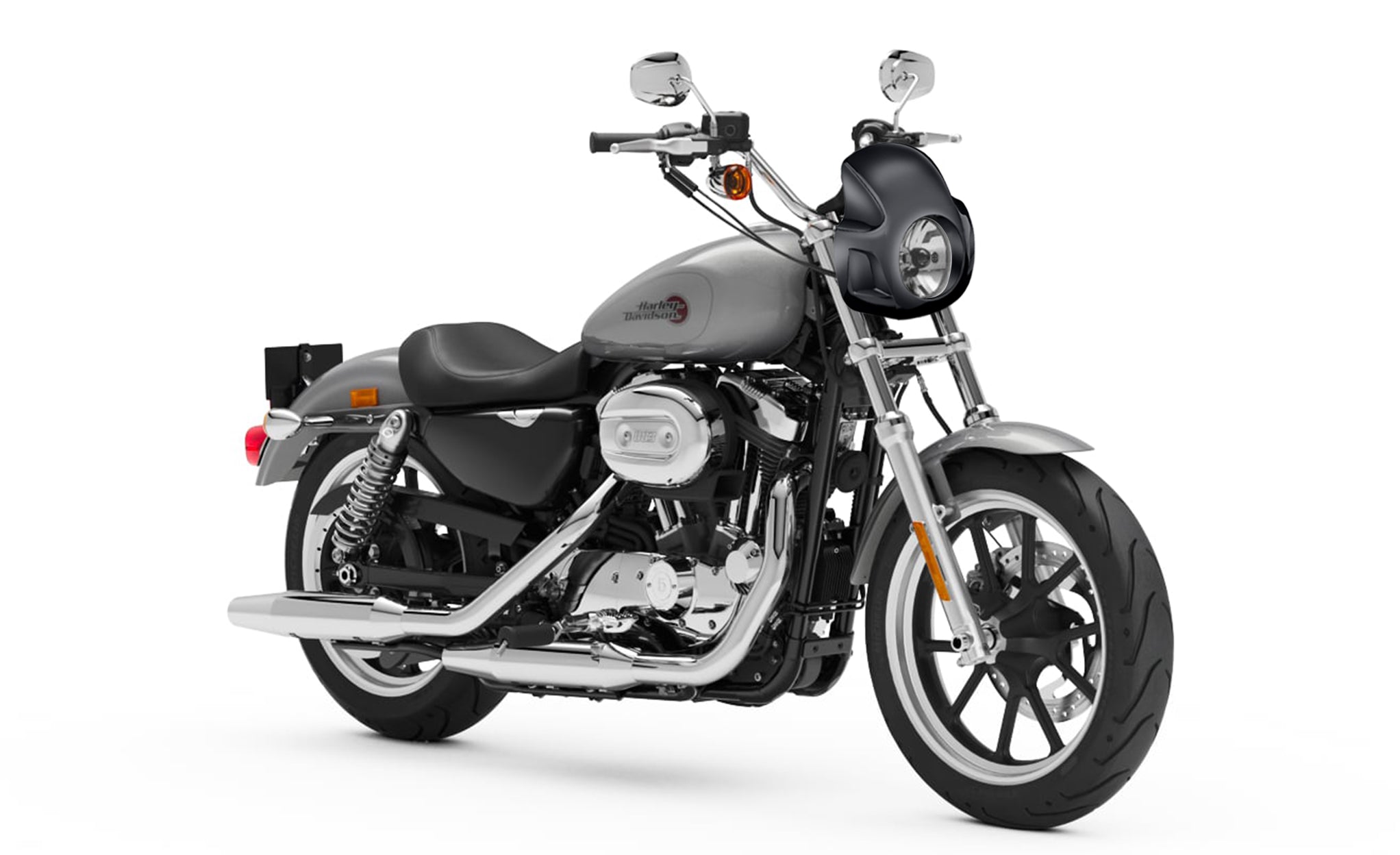Viking Strider Sport Motorcycle Fairing For Harley Sportster SuperLow Gloss Black Bag on Bike View @expand