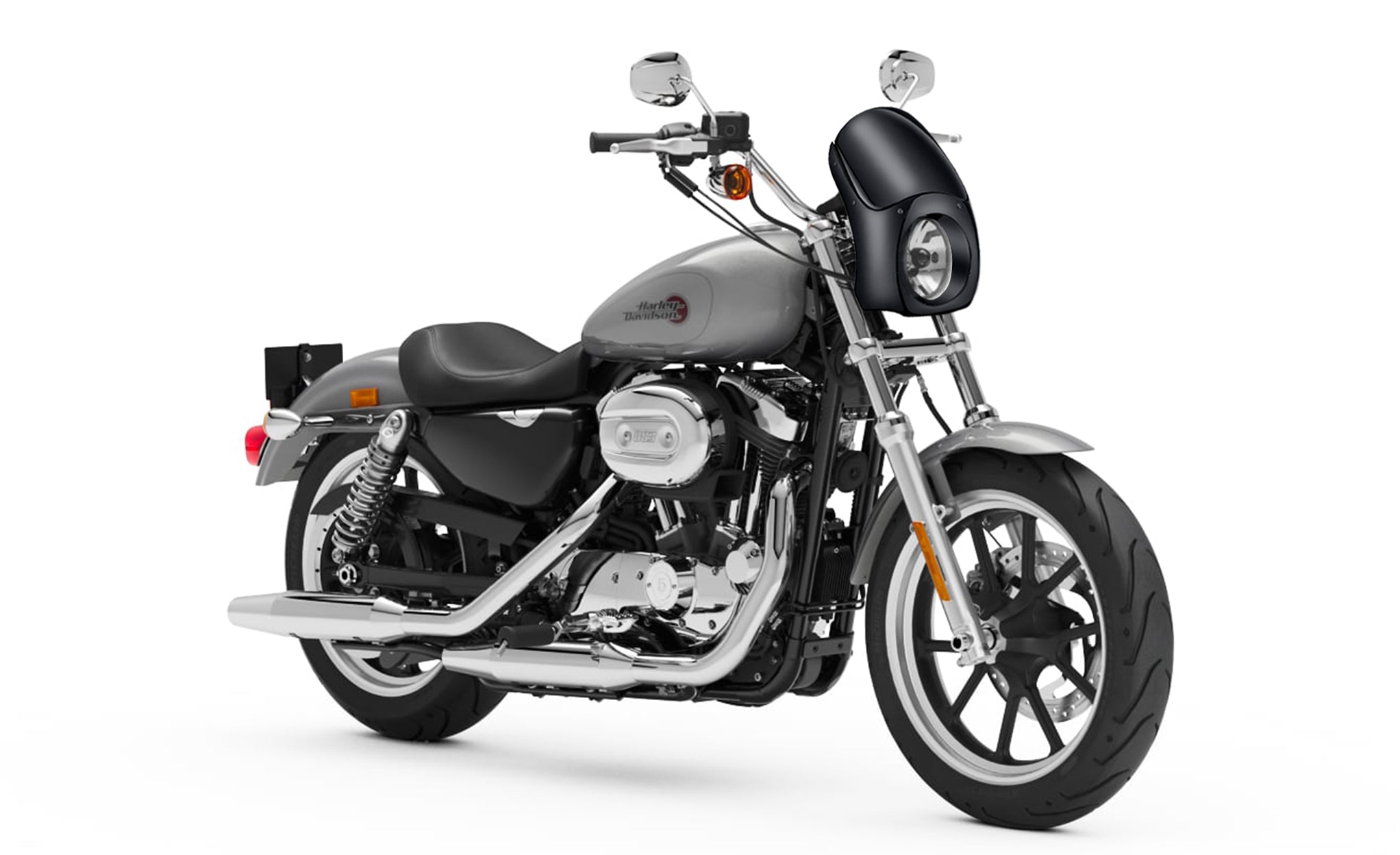 Viking Bronco Motorcycle Fairing For Harley Sportster SuperLow Gloss Black Bag on Bike View @expand