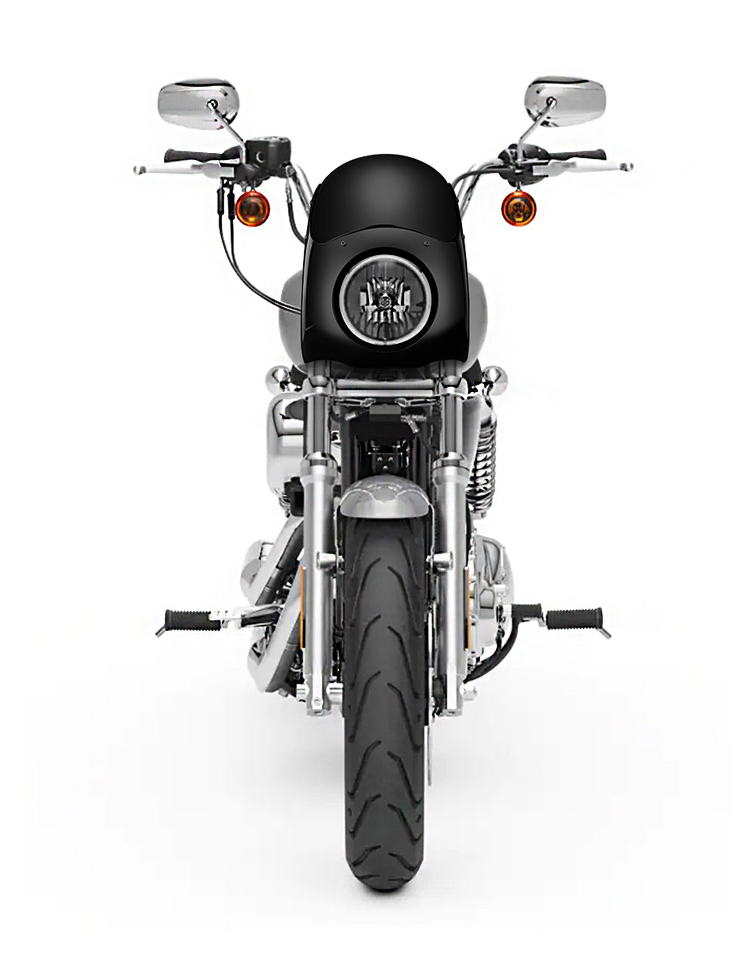 Viking Bronco Motorcycle Fairing For Harley Sportster SuperLow Gloss Black Fairing From Front