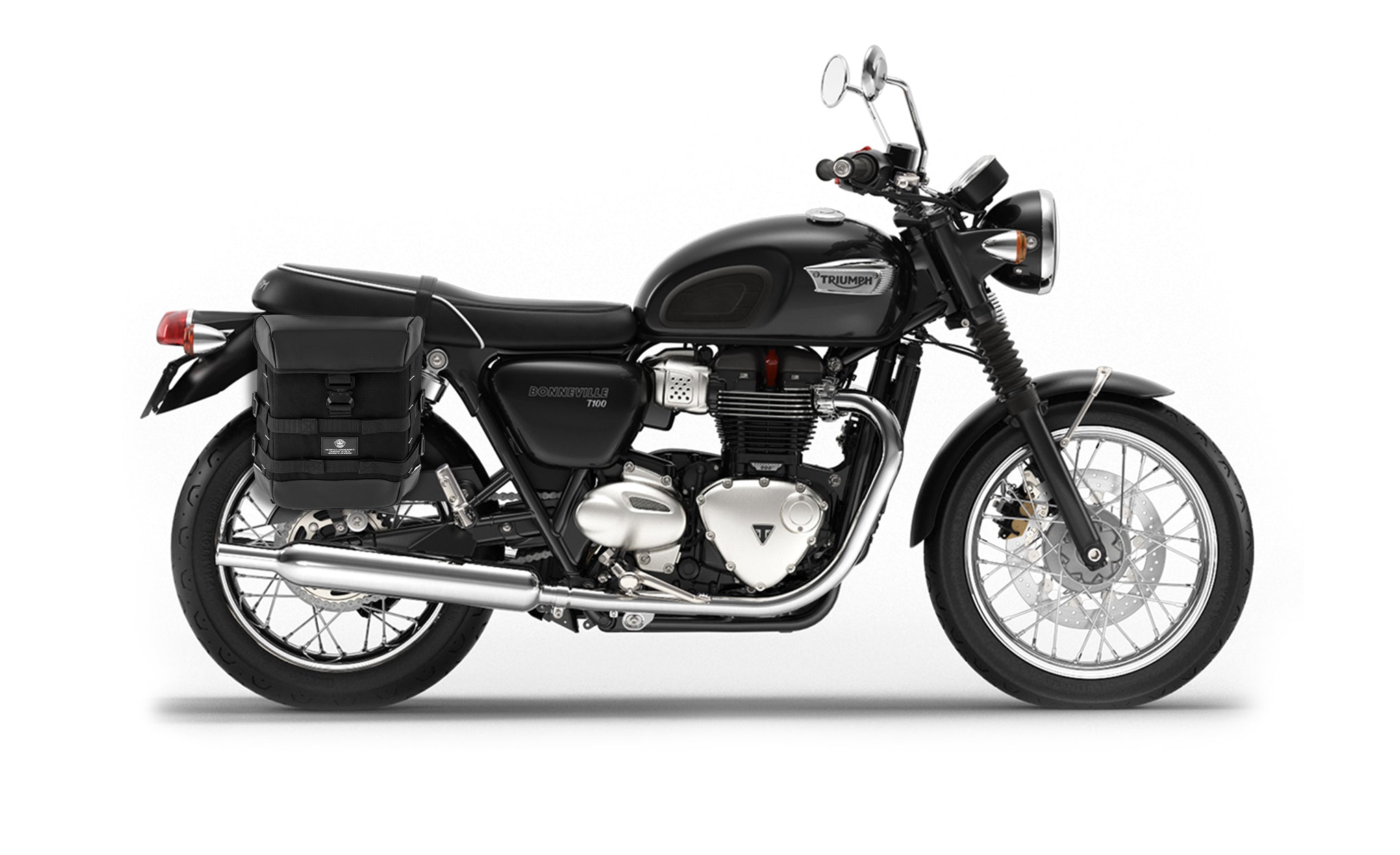 Viking Incognito Detachable Small Triumph Bonneville T100 Solo Motorcycle Saddlebag Right Only on Bike Photo @expand