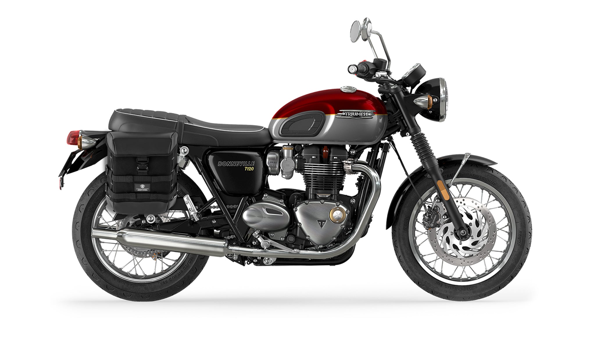 Viking Incognito Detachable Small Triumph Bonneville T120 Solo Motorcycle Saddlebag Right Only on Bike Photo @expand