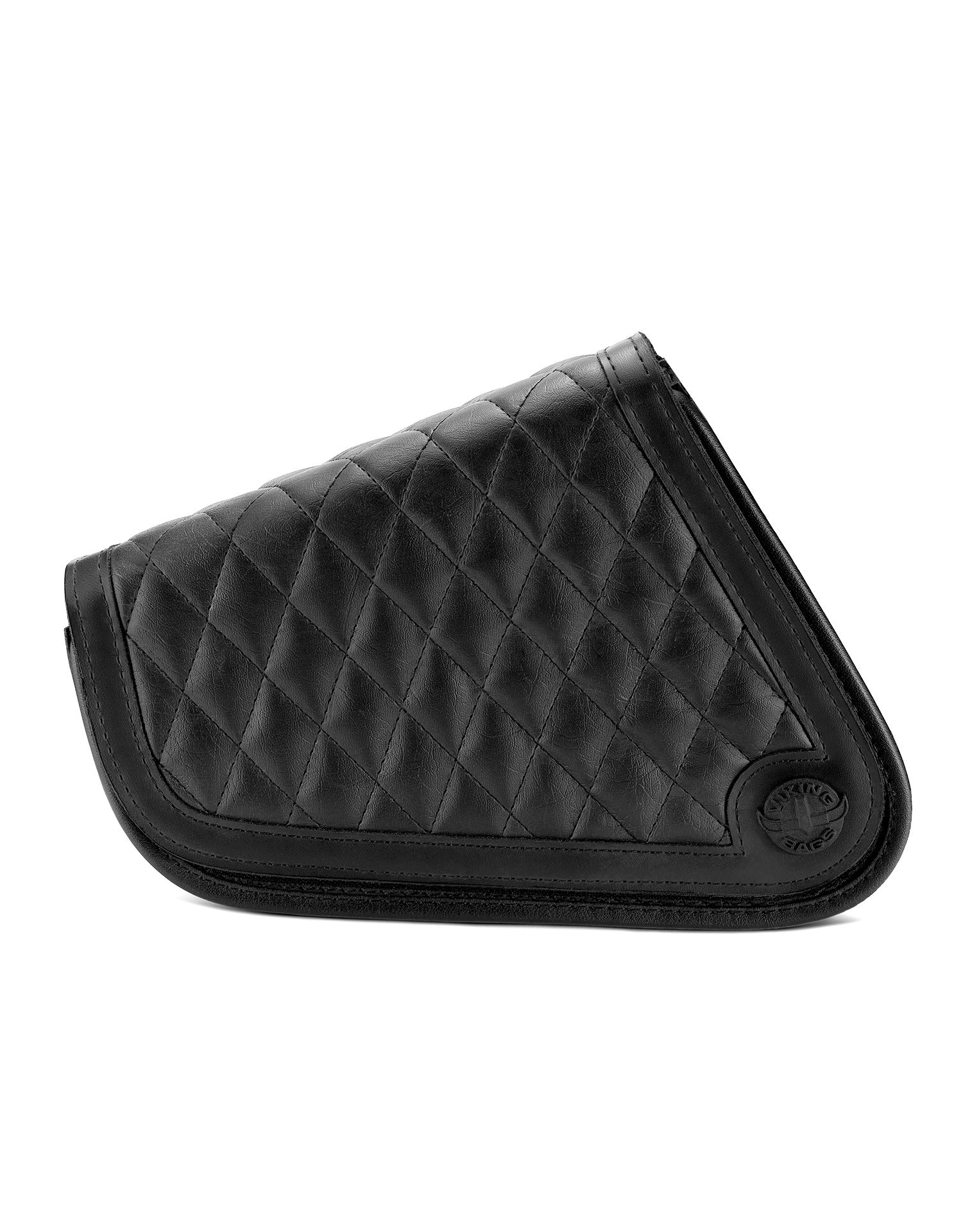 Viking Iron Born Diamond Stitch Leather Motorcycle Swing Arm Bag for Harley Davidson Sportster Front View