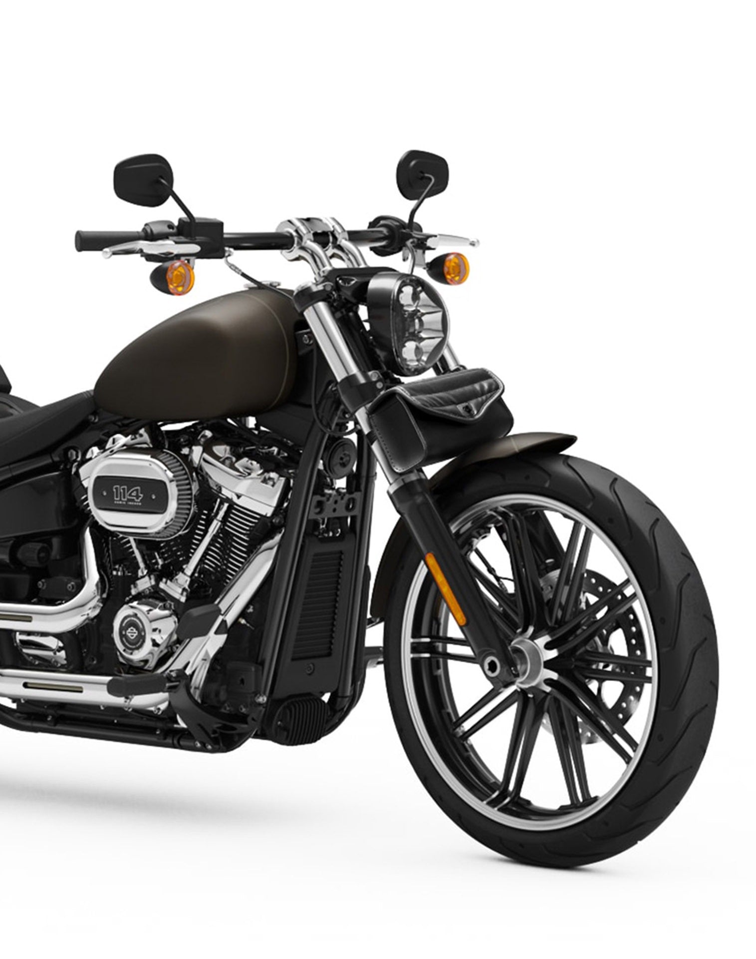 Viking Iron Born Horizontal Stitch Leather Motorcycle Handlebar Bag for Harley Davidson Close Up View