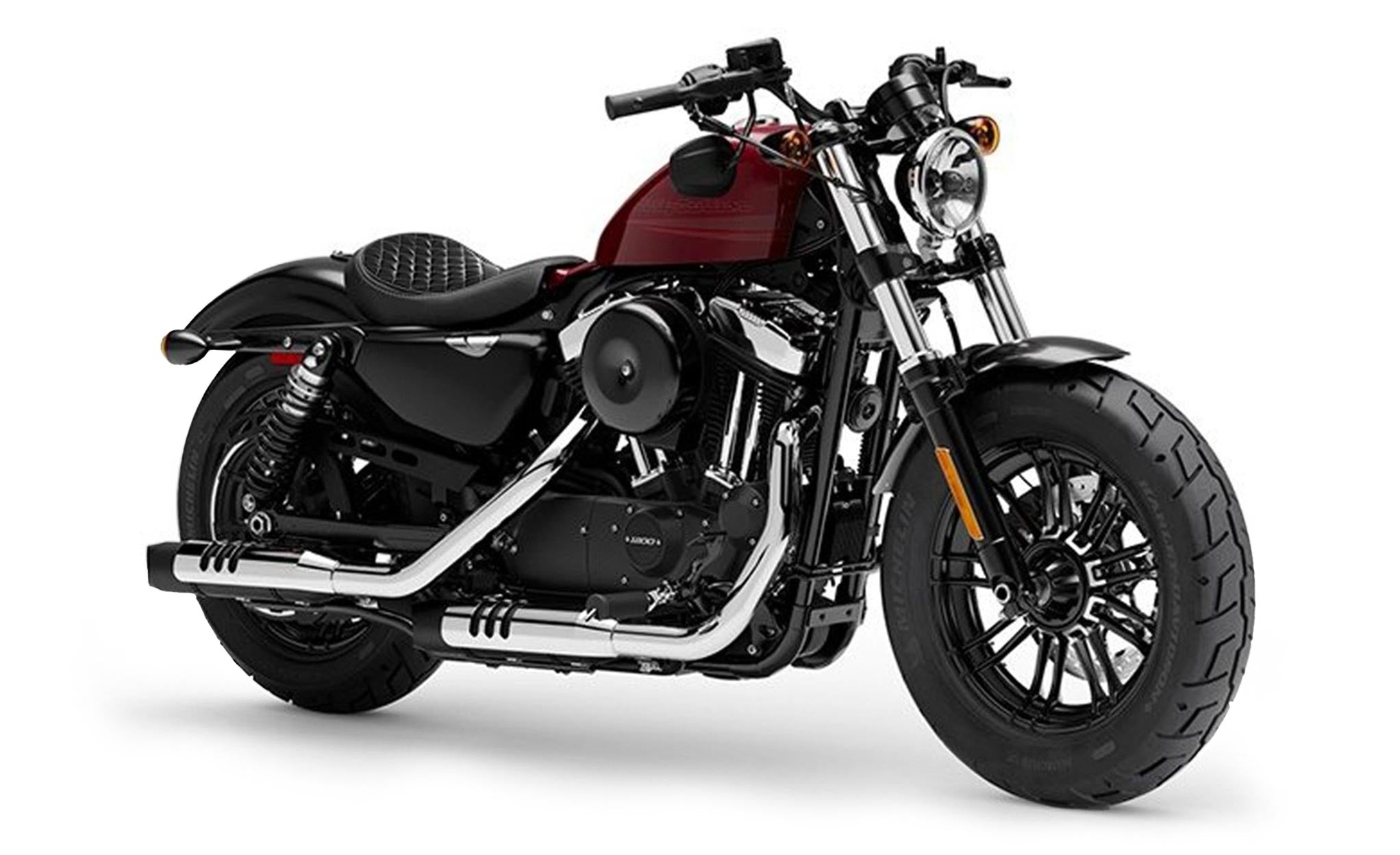 Viking Iron Born White Diamond Stitch Motorcycle Solo Seat for Harley Sportster 883 Iron XL883N Bag on Bike View @expand