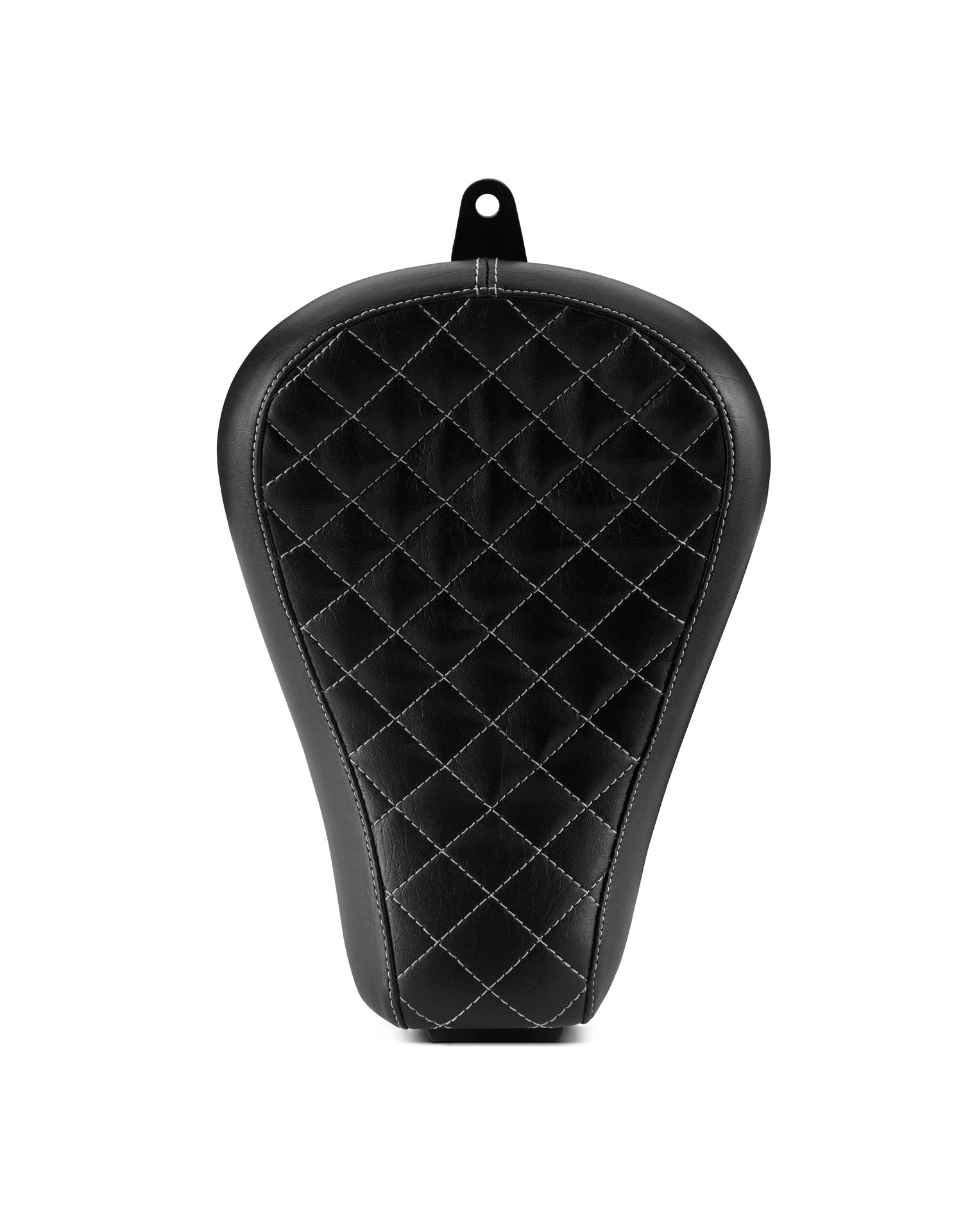 Viking Iron Born White Diamond Stitch Motorcycle Solo Seat for Harley Sportster 1200 Custom XL1200C Front View
