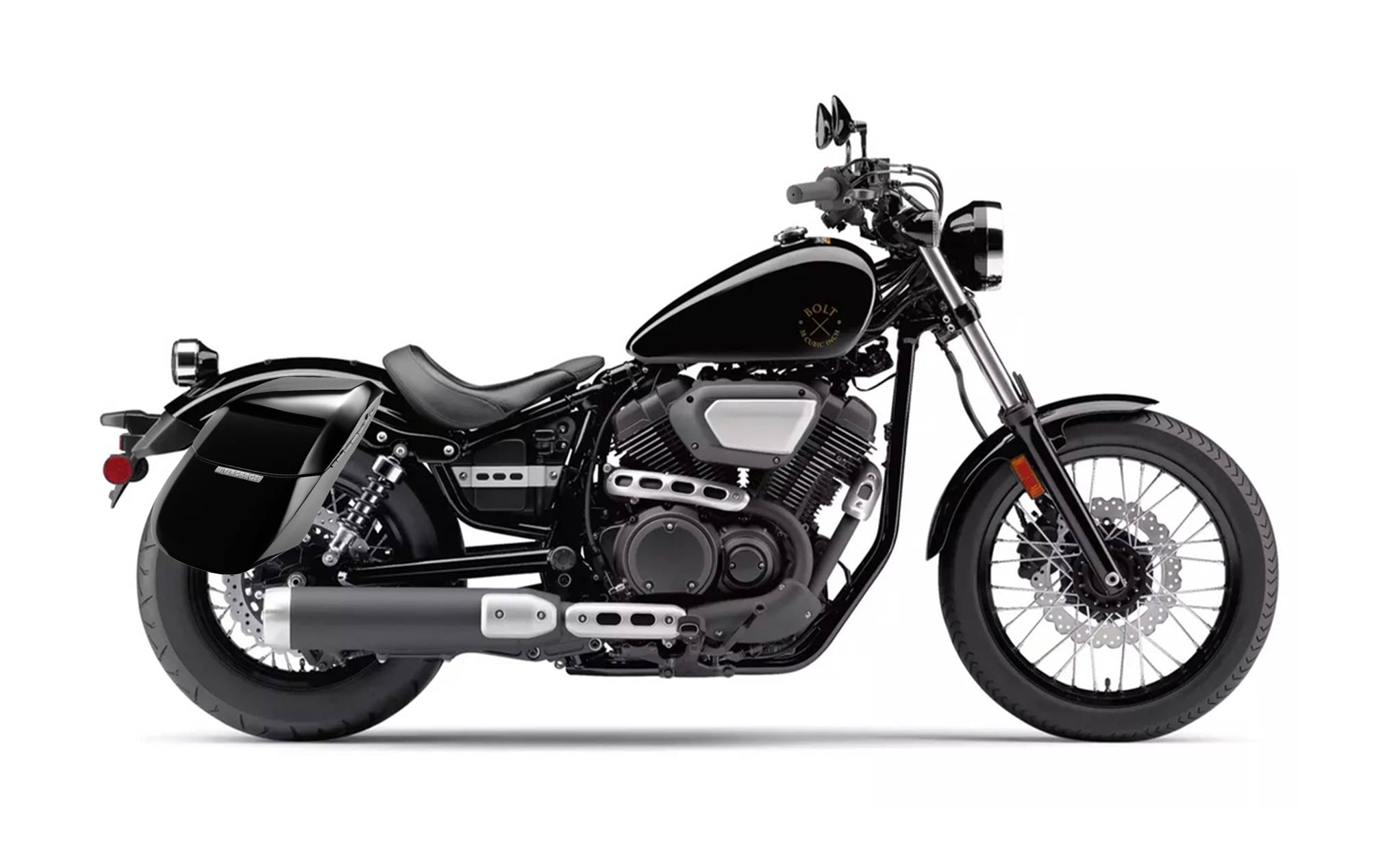 Viking Drifter Yamaha Bolt Specific Painted Motorcycle Hard Saddlebags on Bike Photo @expand