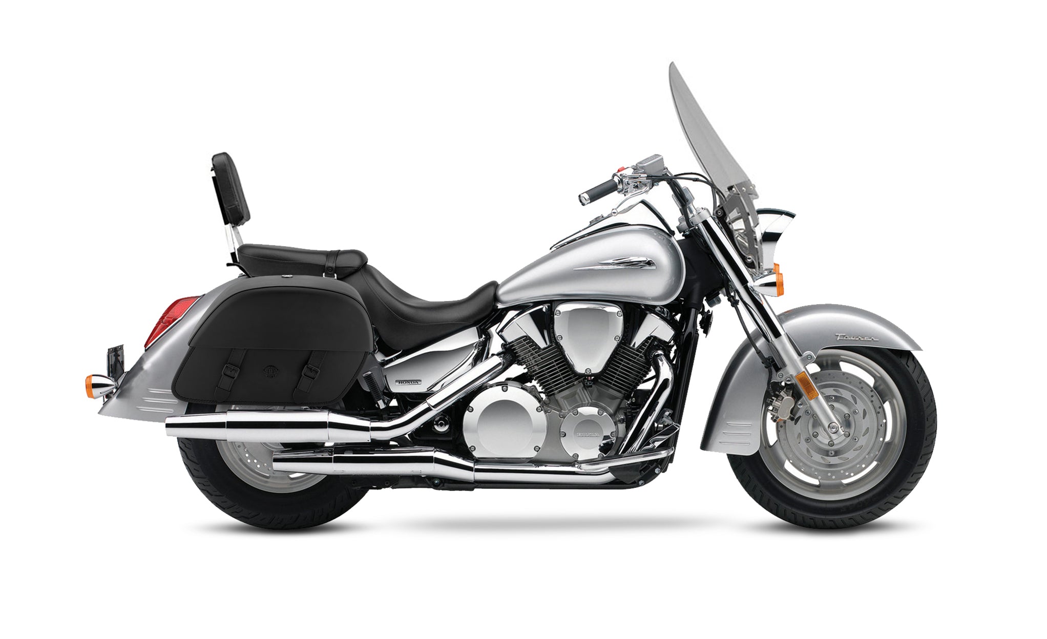 Viking Baelor Large Honda Vtx 1300 T Tourer Leather Motorcycle Saddlebags on Bike Photo @expand