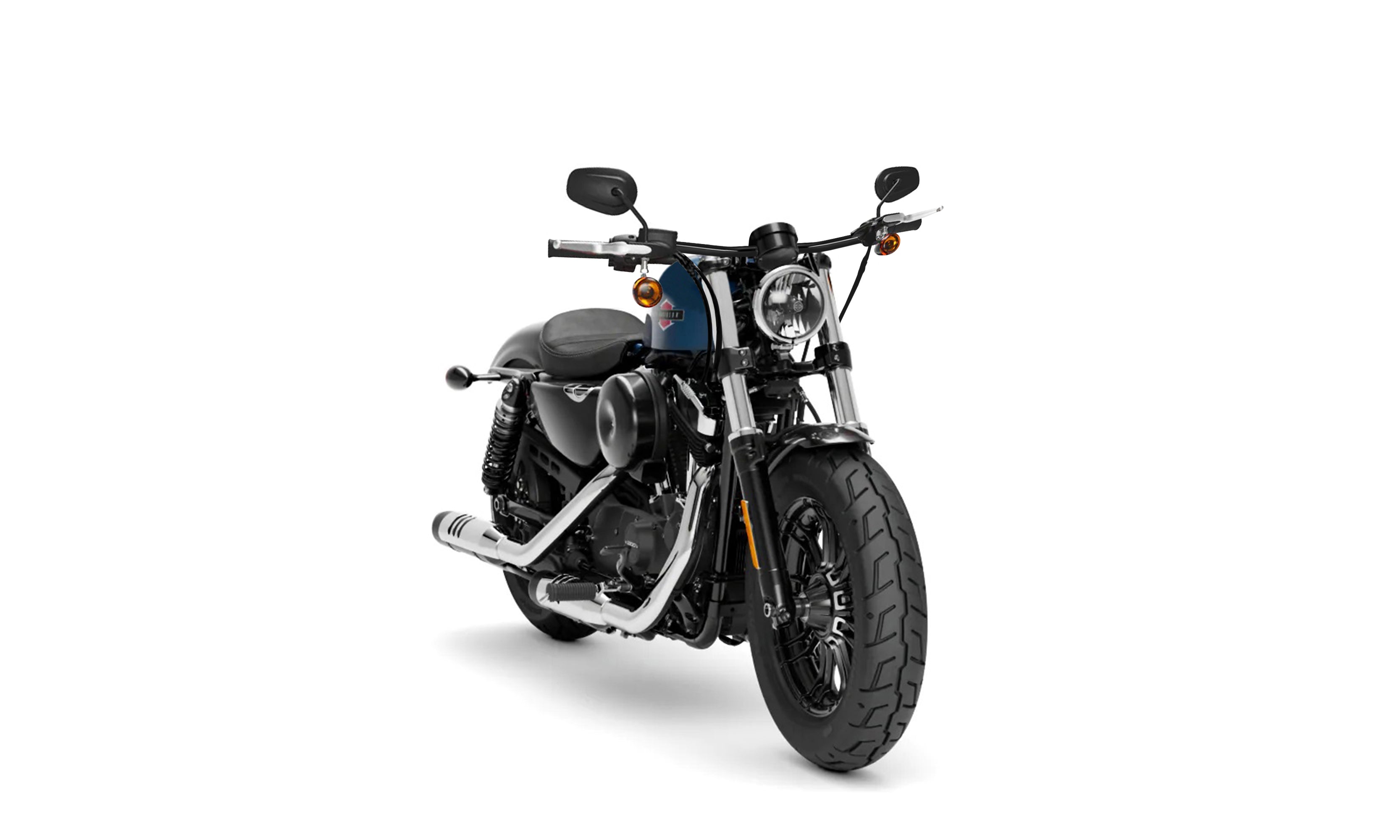 Viking Iron Born Drag Handlebar For Harley Sportster Forty Eight Gloss Black Bag on Bike View @expand