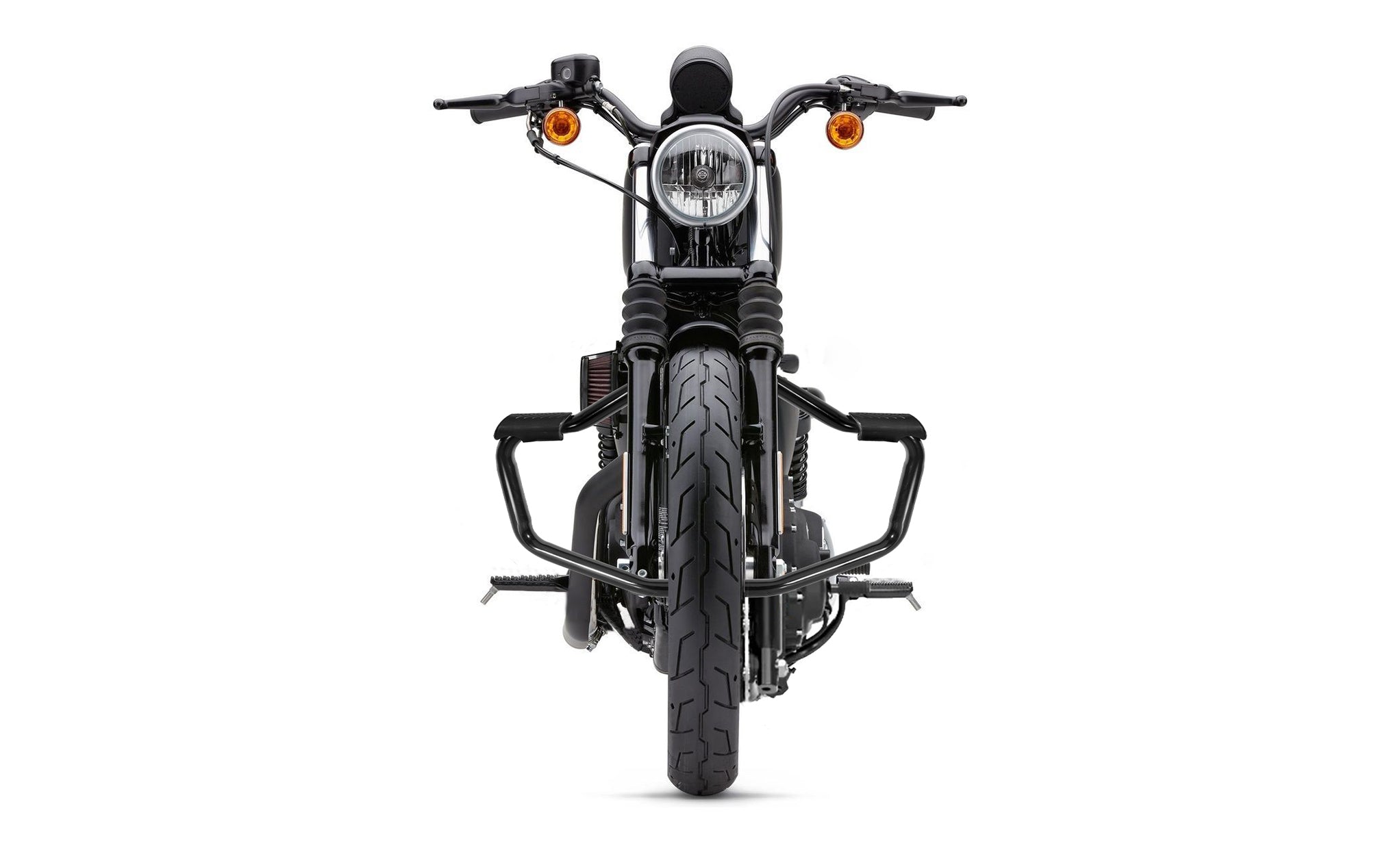 Viking Iron Born Motorcycle Crash Bar/Engine Guard for Harley Sportster Forty Eight Gloss Black Bag on Bike View @expand