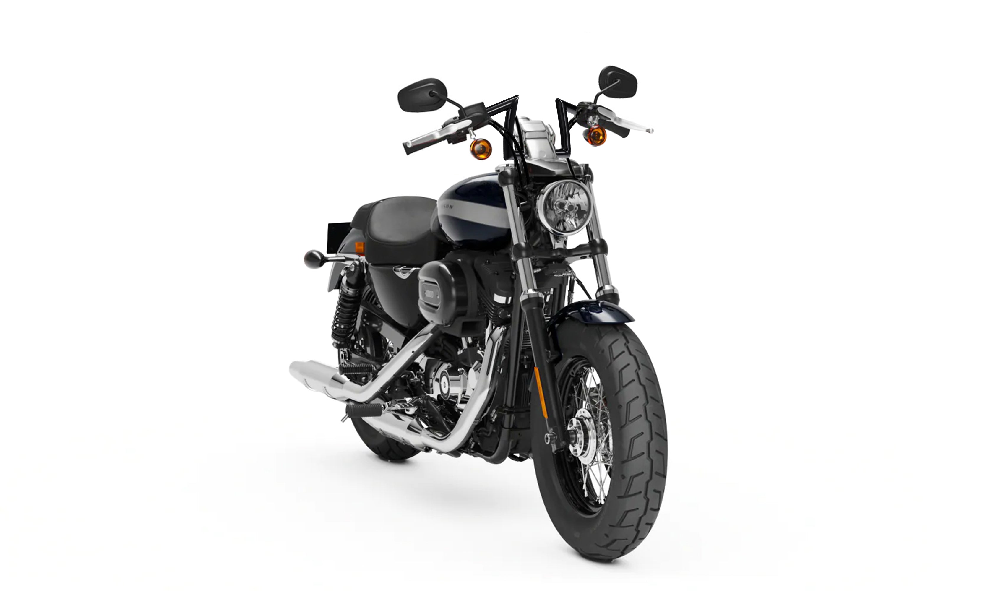 Viking Iron Born Z Handlebar For Harley Sportster 1200 Custom XL1200C Gloss Black Bag on Bike View @expand