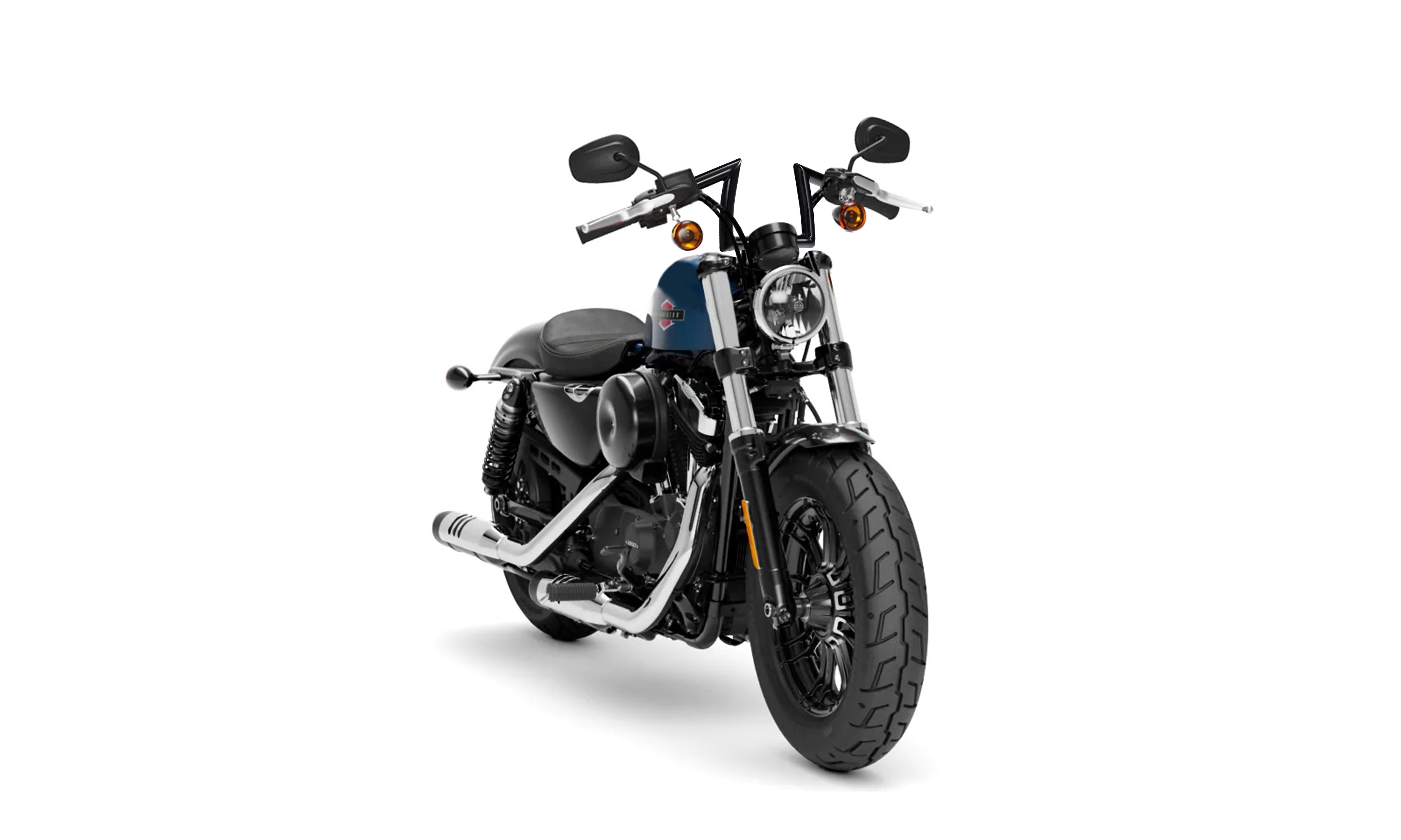 Viking Iron Born Z Handlebar For Harley Sportster Forty Eight Gloss Black Bag on Bike View @expand
