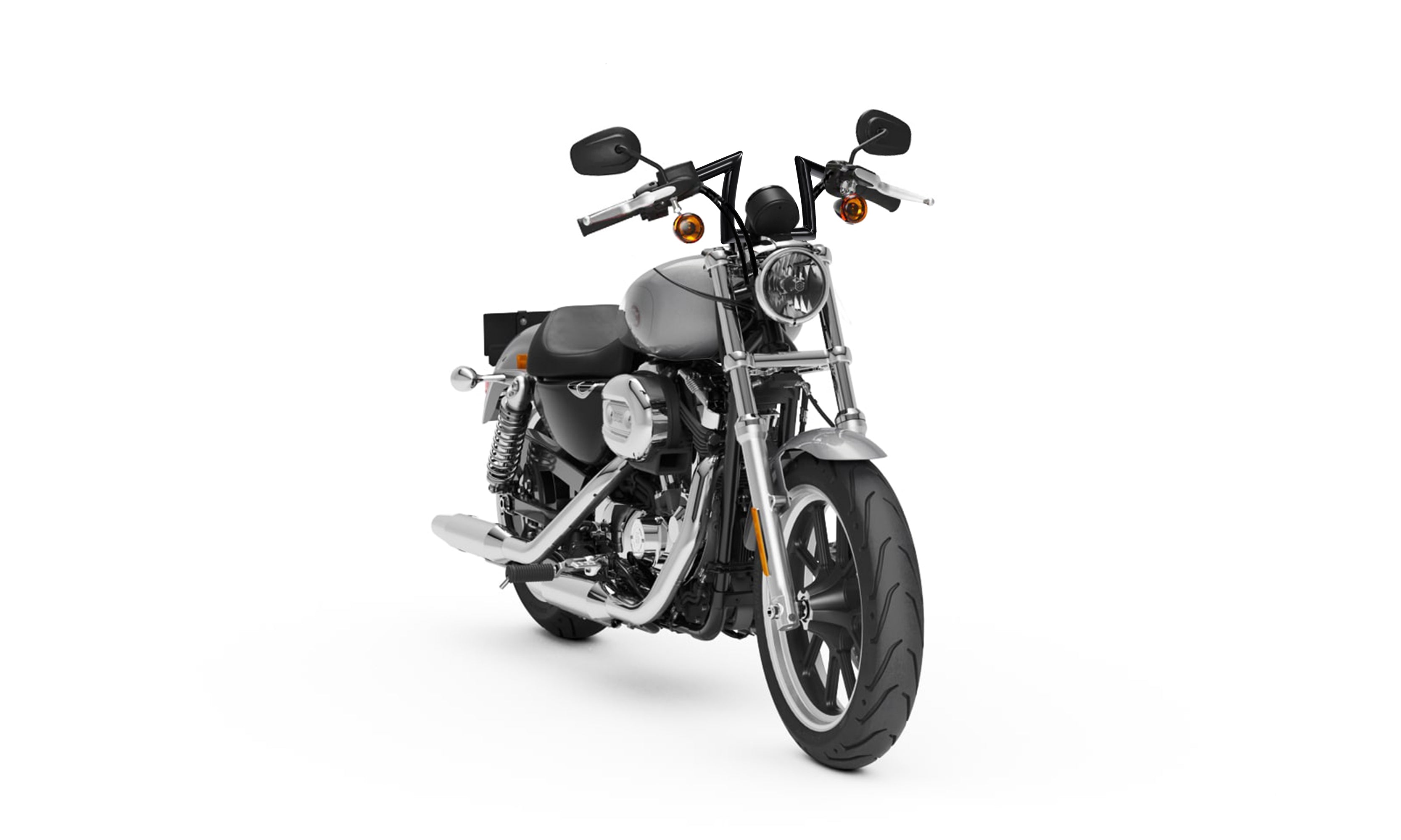 Viking Iron Born Z Handlebar For Harley Sportster Superlow Gloss Black Bag on Bike View @expand