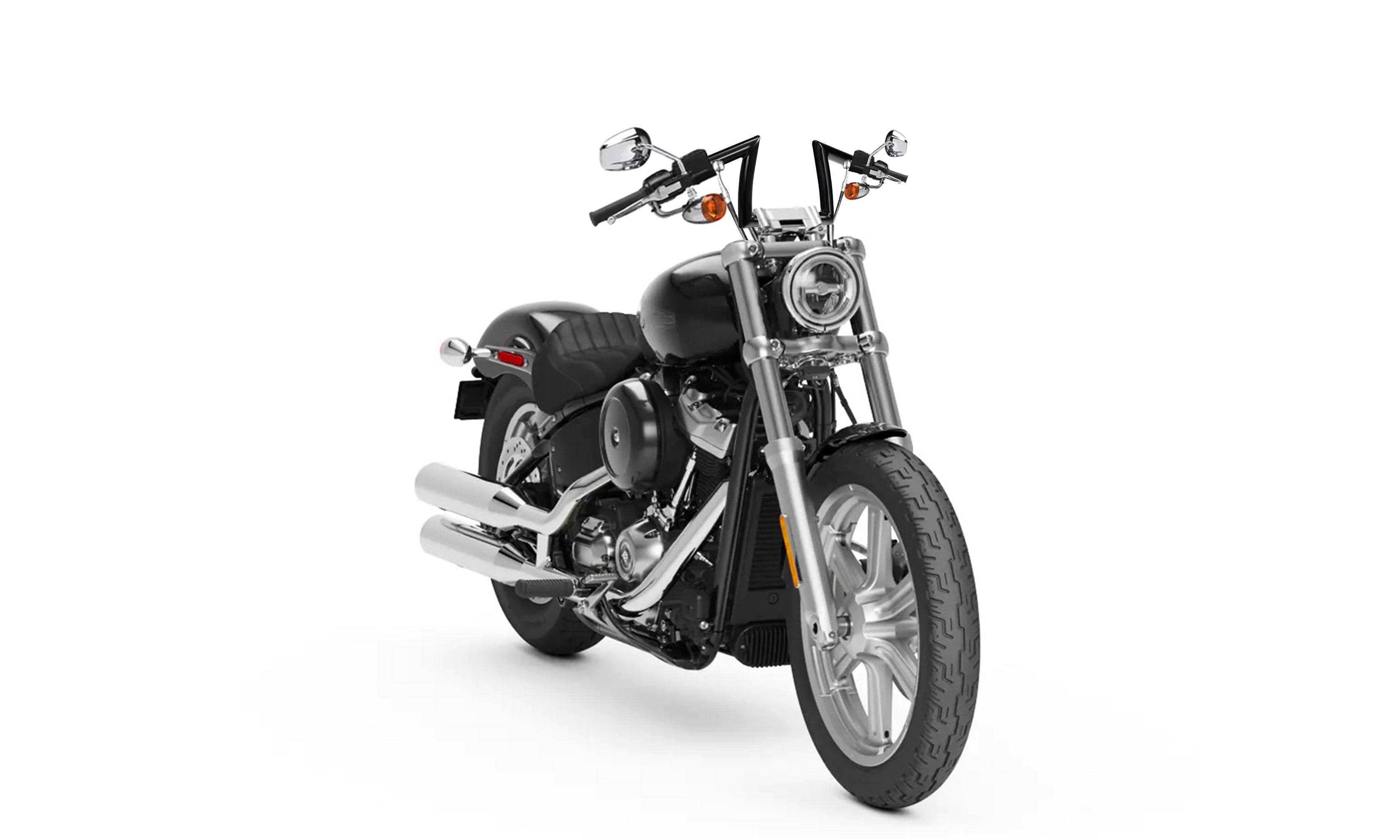 Viking Iron Born Z Handlebar For Harley Softail Standard FXST/I EFI Gloss Black Bag on Bike View @expand