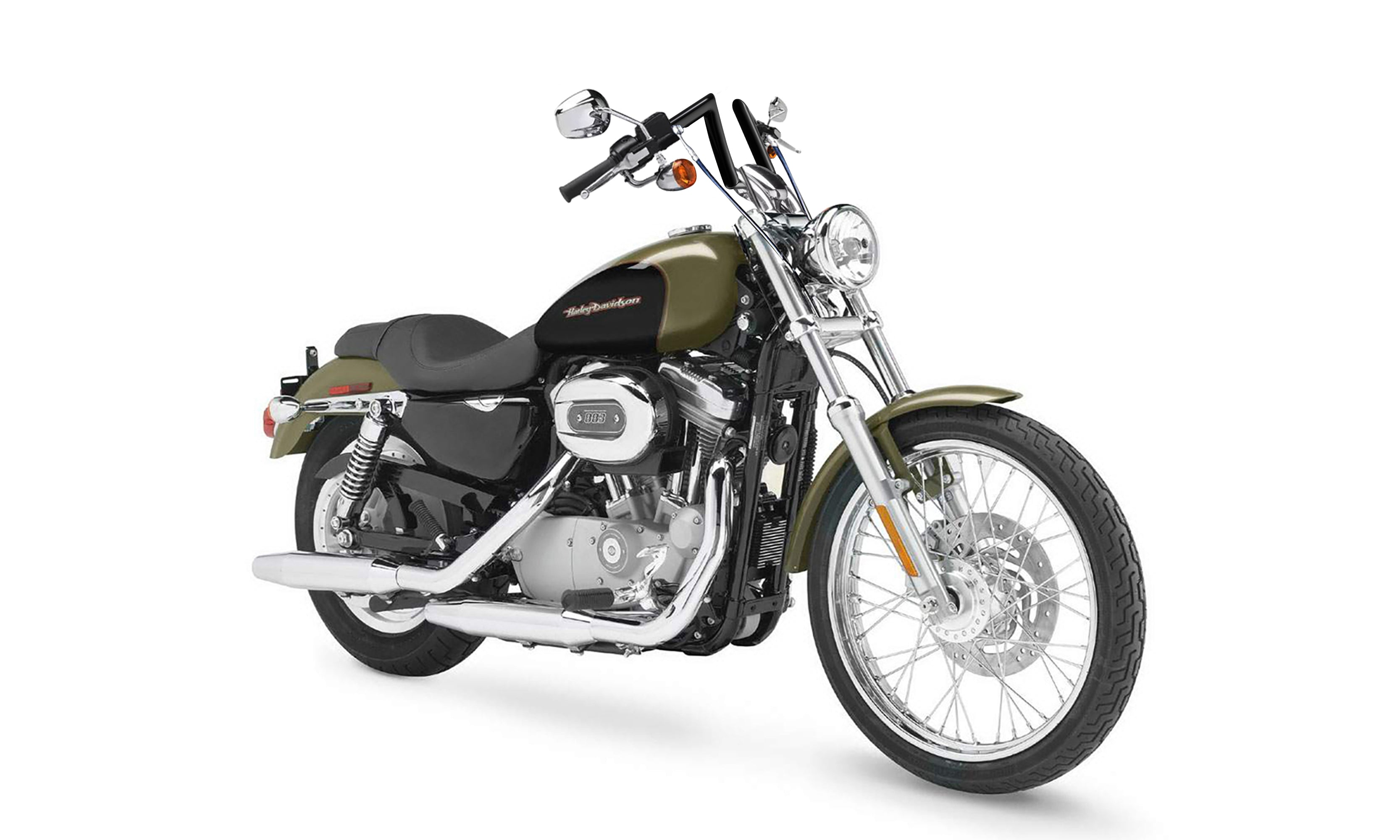Viking Iron Born Z Handlebar For Harley Sportster 883 Custom XL883C Gloss Black Bag on Bike View @expand