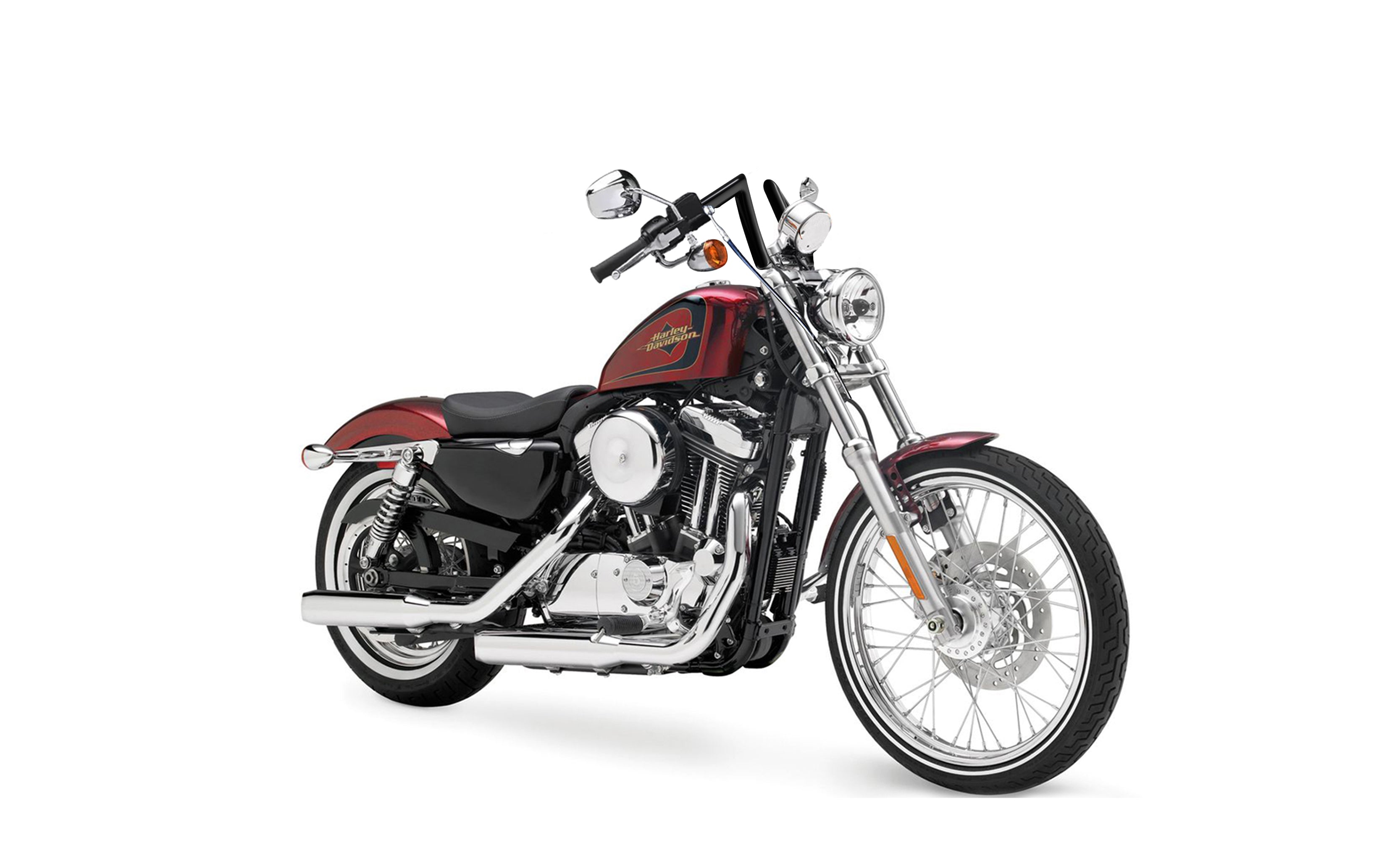 Viking Iron Born Z Handlebar For Harley Sportster Seventy Two Gloss Black Bag on Bike View @expand