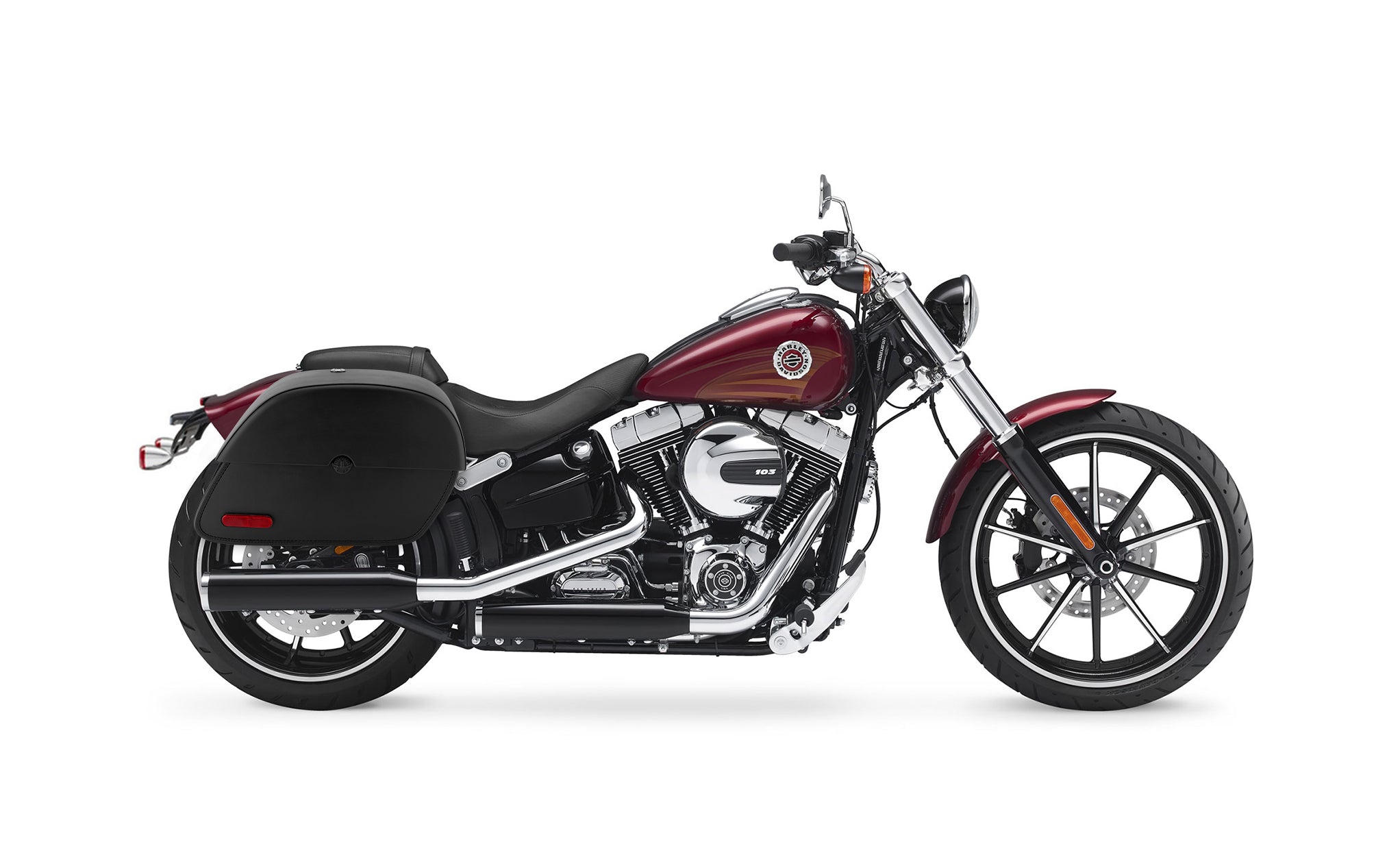 Viking Panzer Large Leather Motorcycle Saddlebags For Harley Davidson Softail Breakout Fxsb on Bike Photo @expand