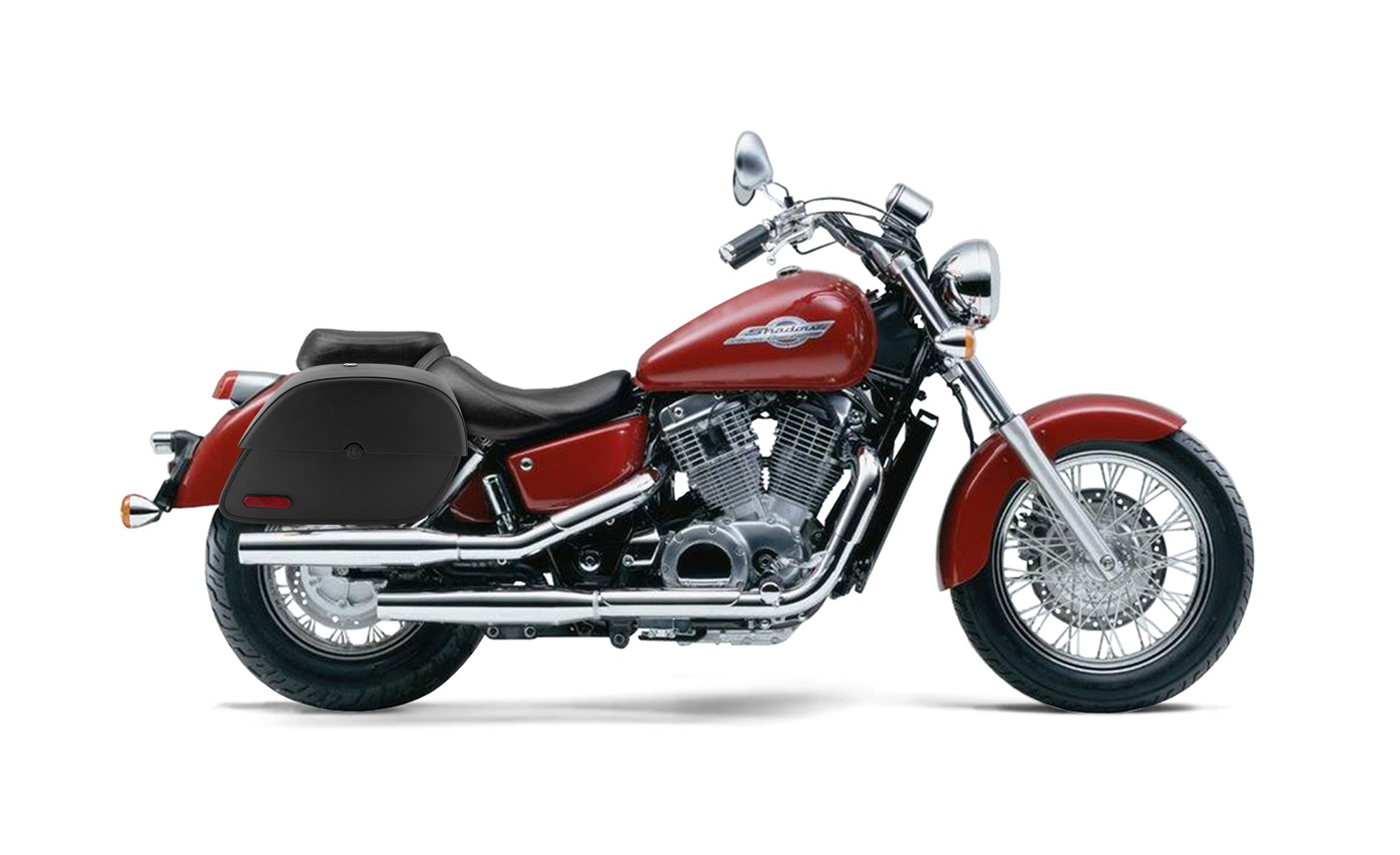 Viking Panzer Medium Honda Shadow 1100 Ace Leather Motorcycle Saddlebags Engineering Excellence with Bag on Bike @expand