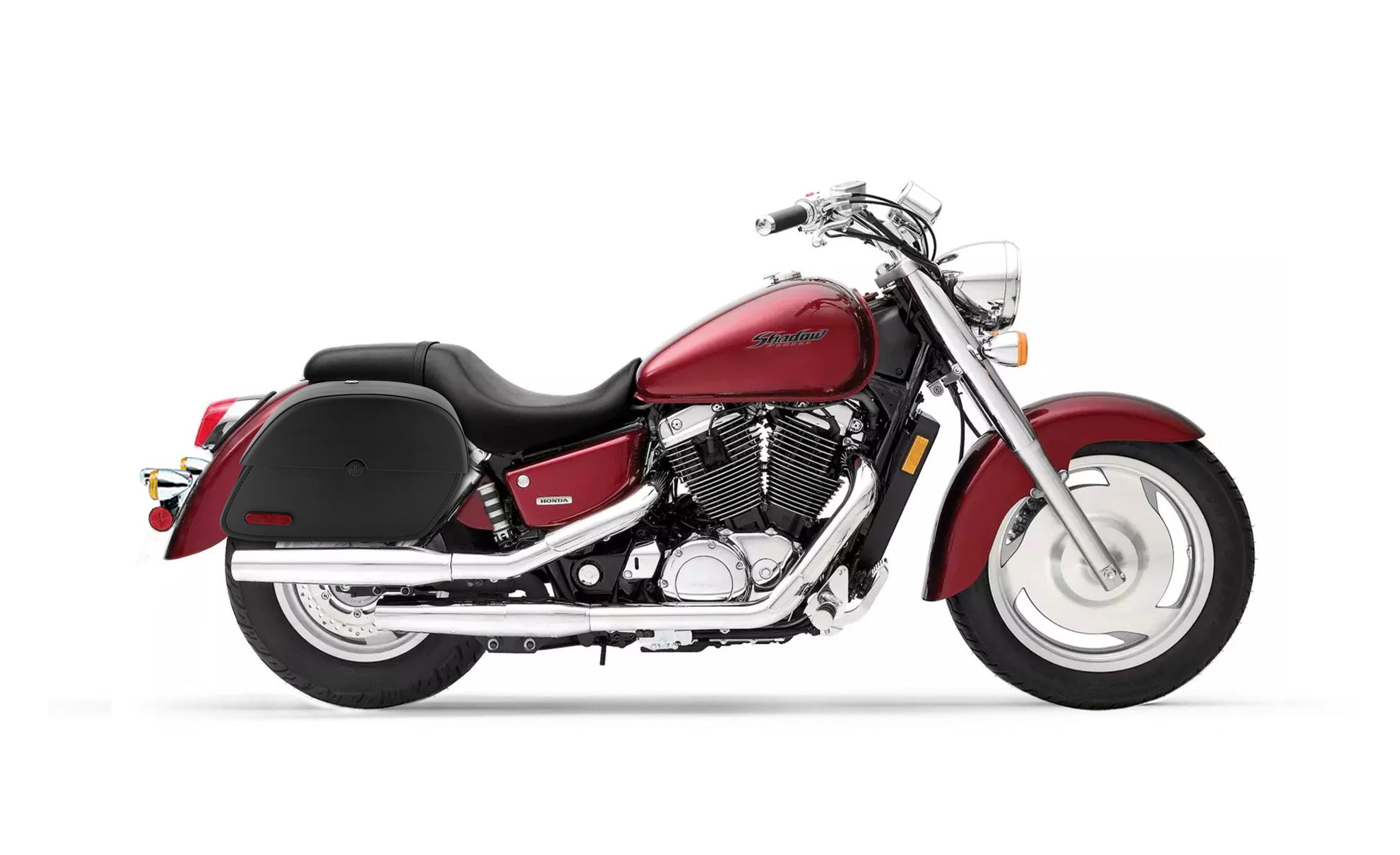Viking Panzer Medium Honda Shadow 1100 Sabre Leather Motorcycle Saddlebags Engineering Excellence with Bag on Bike @expand