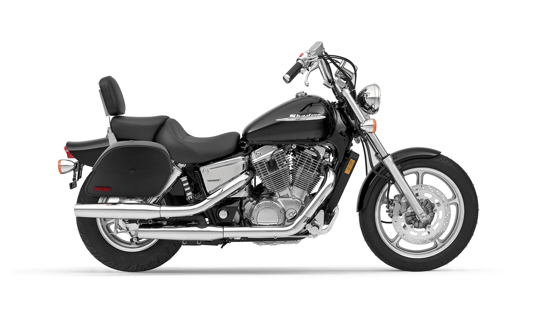 Viking Panzer Medium Honda Shadow 1100 Spirit Leather Motorcycle Saddlebags Engineering Excellence with Bag on Bike @expand