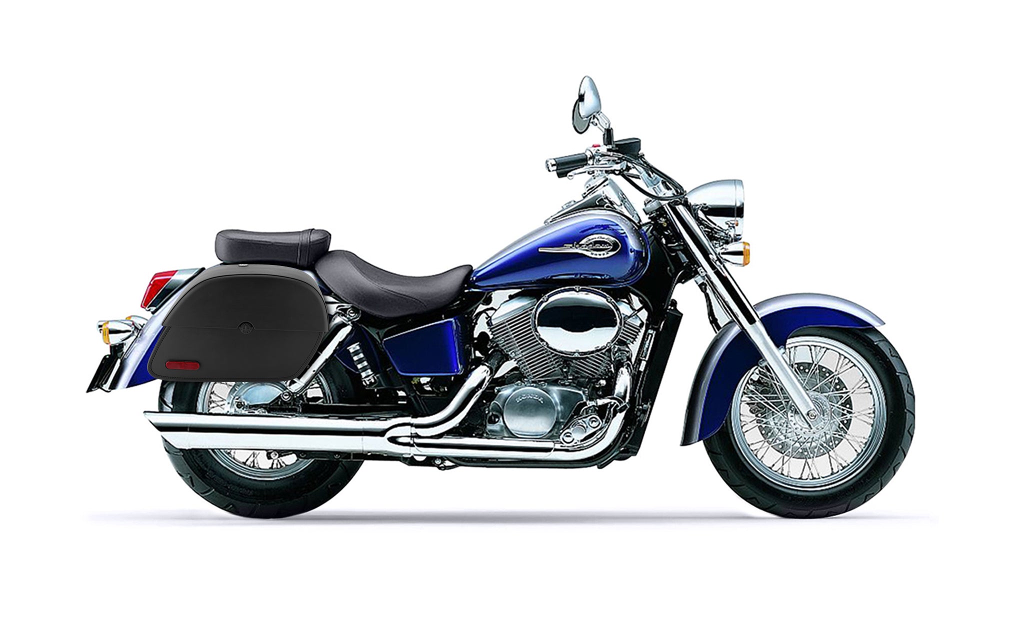 Viking Panzer Medium Honda Shadow 750 Ace Leather Motorcycle Saddlebags Engineering Excellence with Bag on Bike @expand