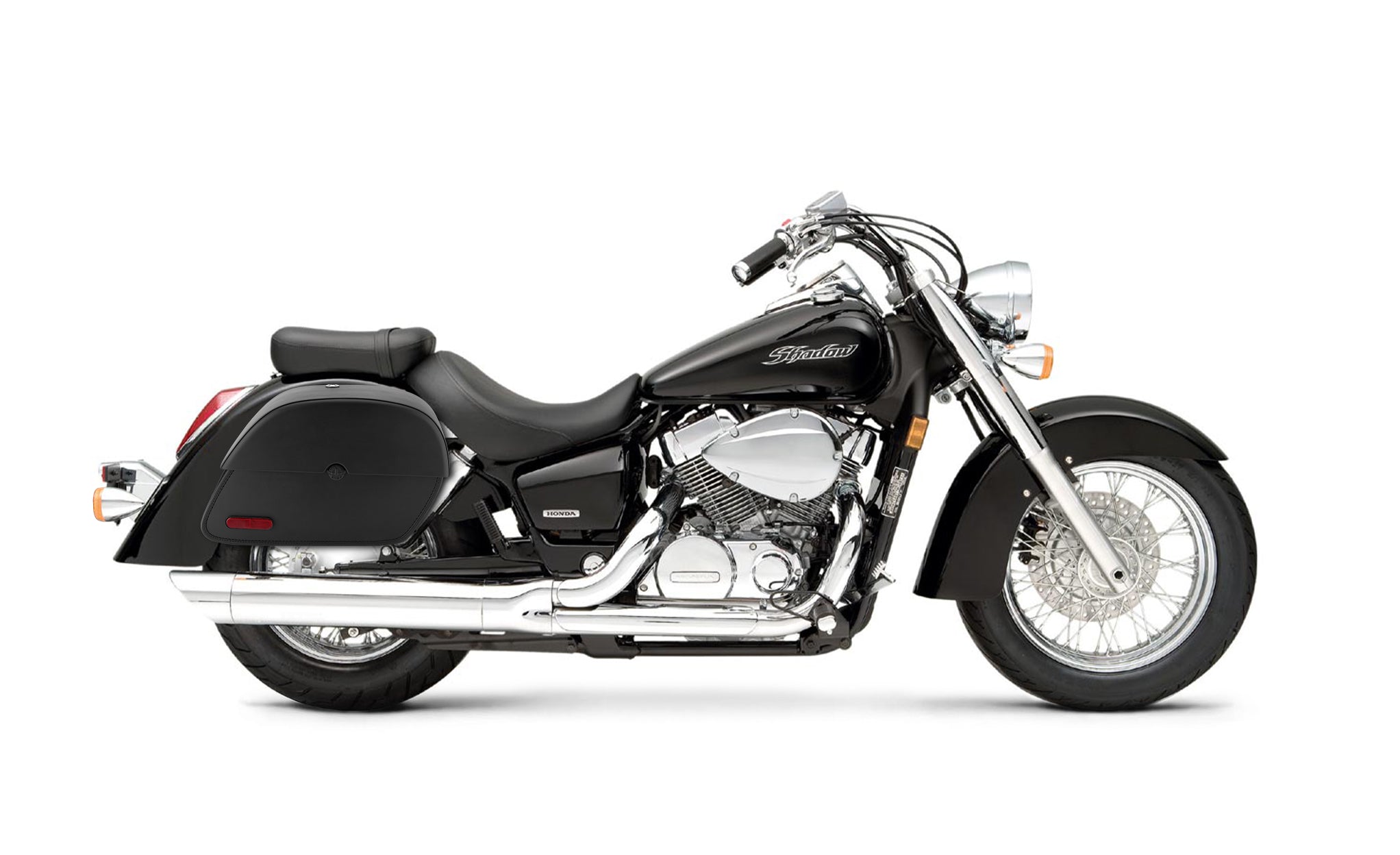 Viking Panzer Medium Honda Shadow 750 Aero Leather Motorcycle Saddlebags Engineering Excellence with Bag on Bike @expand
