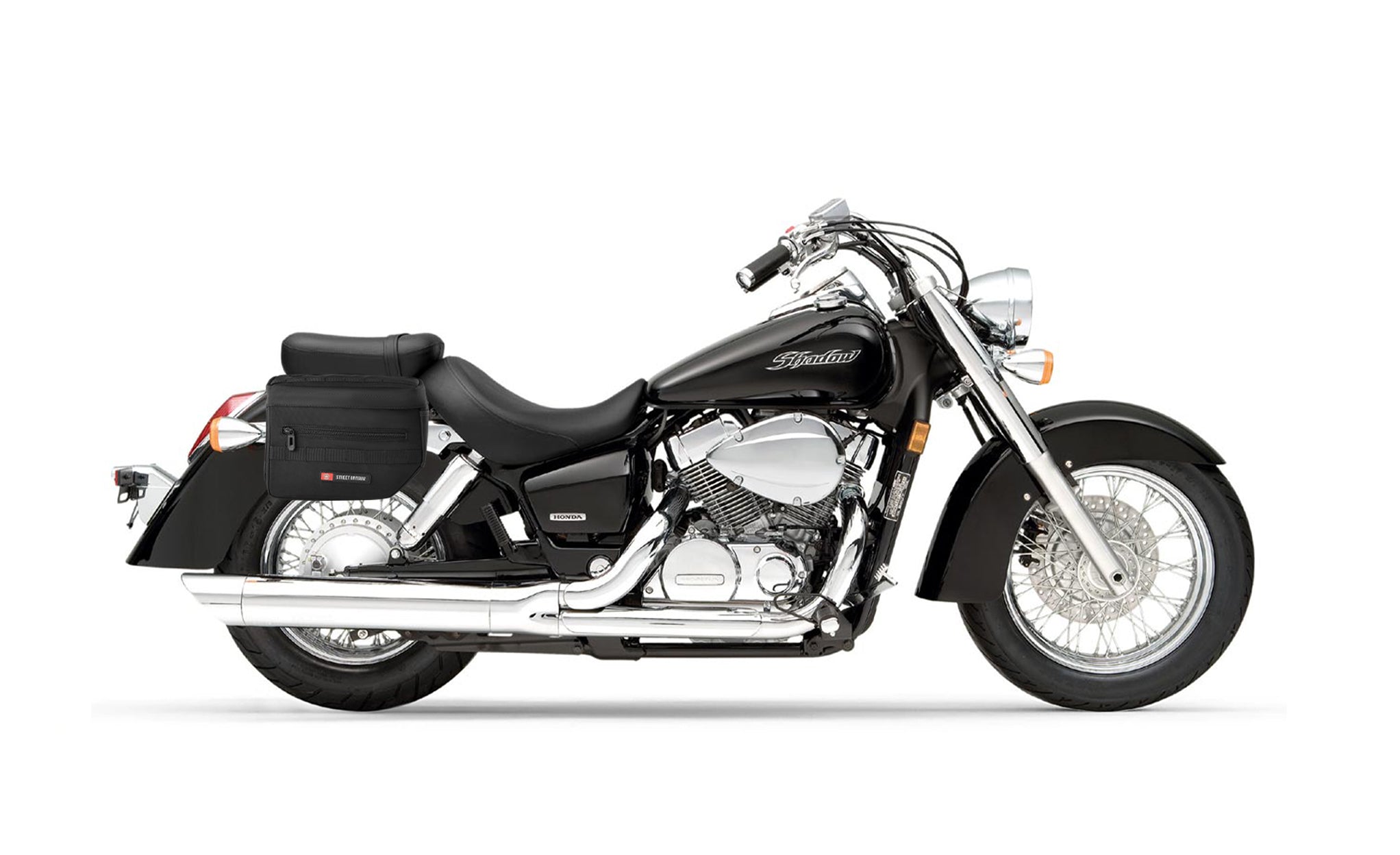 Viking Patriot Small Honda Shadow 750 Aero Motorcycle Throw Over Saddlebags on Bike Photo @expand