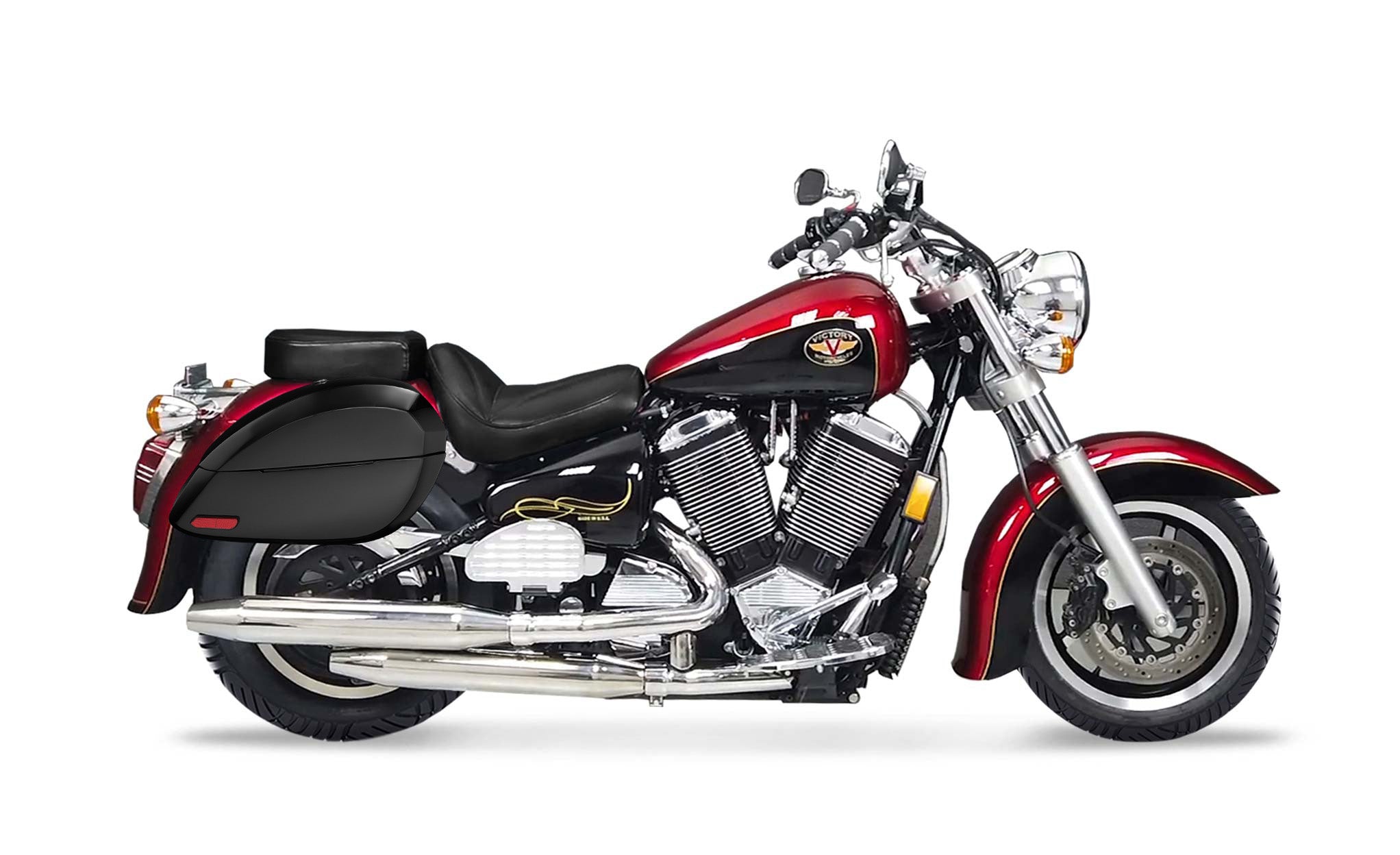 Viking Phantom Large Victory V92C Painted Motorcycle Hard Saddlebags Engineering Excellence with Bag on Bike @expand