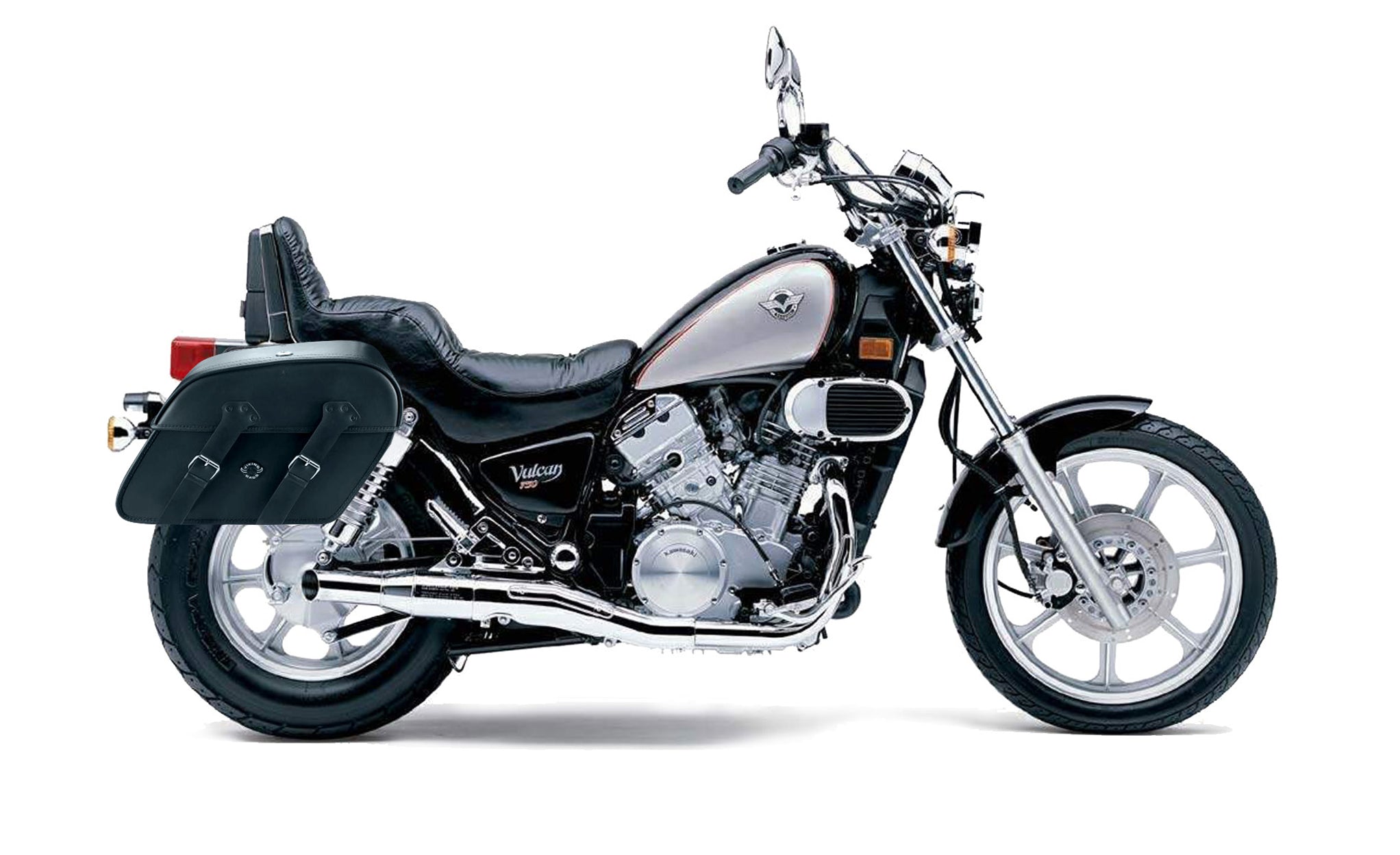 Viking Raven Extra Large Kawasaki Vulcan 750 Vn750 Leather Motorcycle Saddlebags on Bike Photo @expand