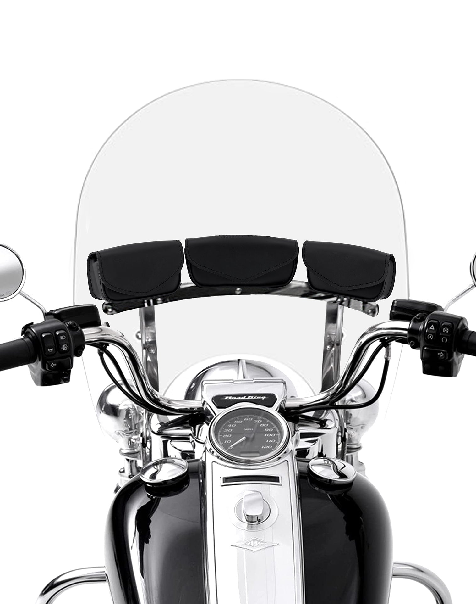 Viking Trident Tri-Pocket Motorcycle Windshield Bag for Harley Touring
