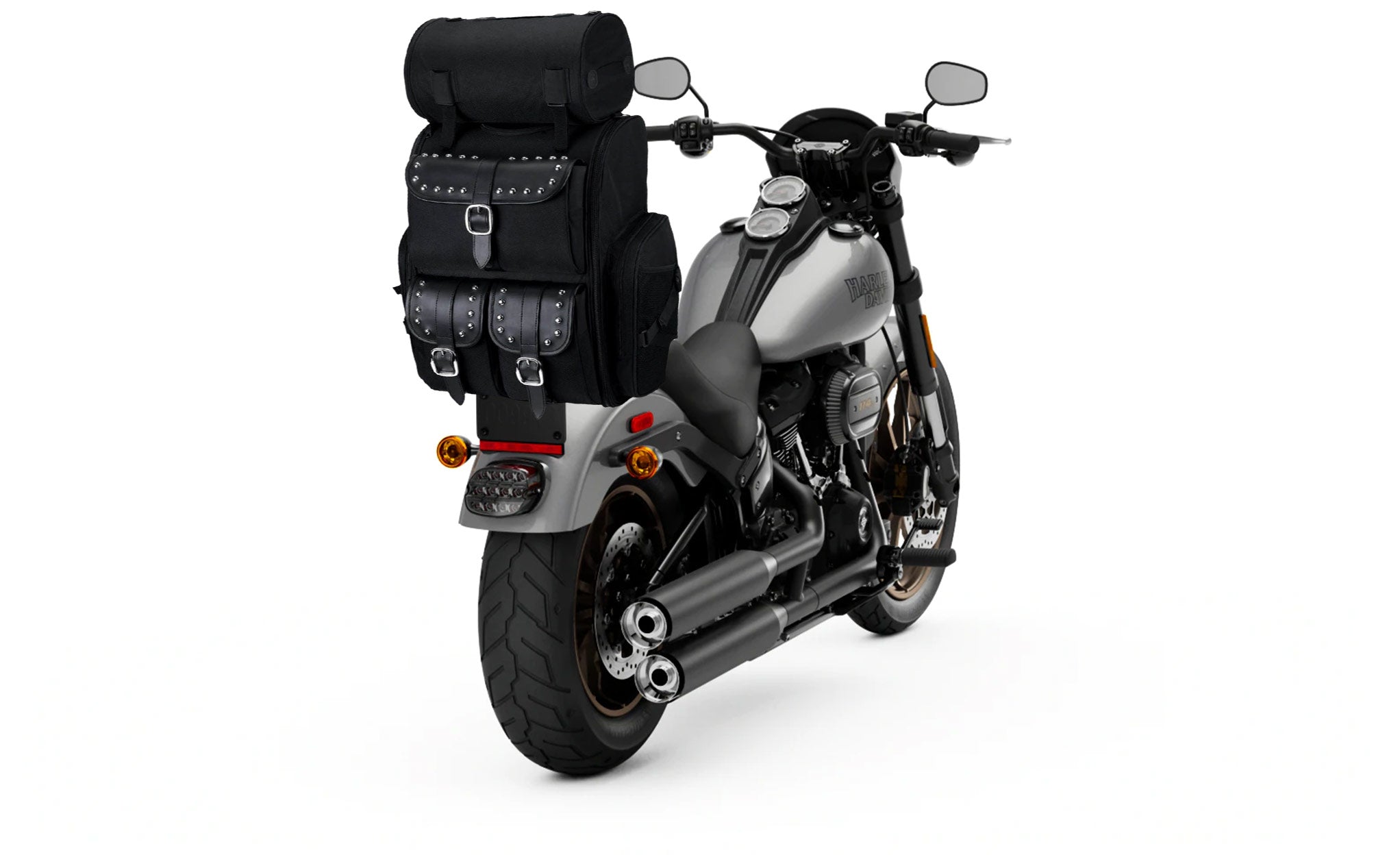 Viking Highway Extra Large Studded Motorcycle Tail Bag for Harley Davidson Bag on Bike View @expand