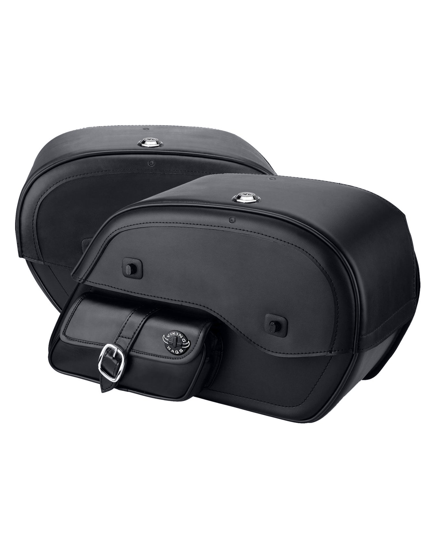 Viking Essential Side Pocket Large Leather Motorcycle Saddlebags for Harley Softail Heritage FLST/I/C/CI Both Bags View