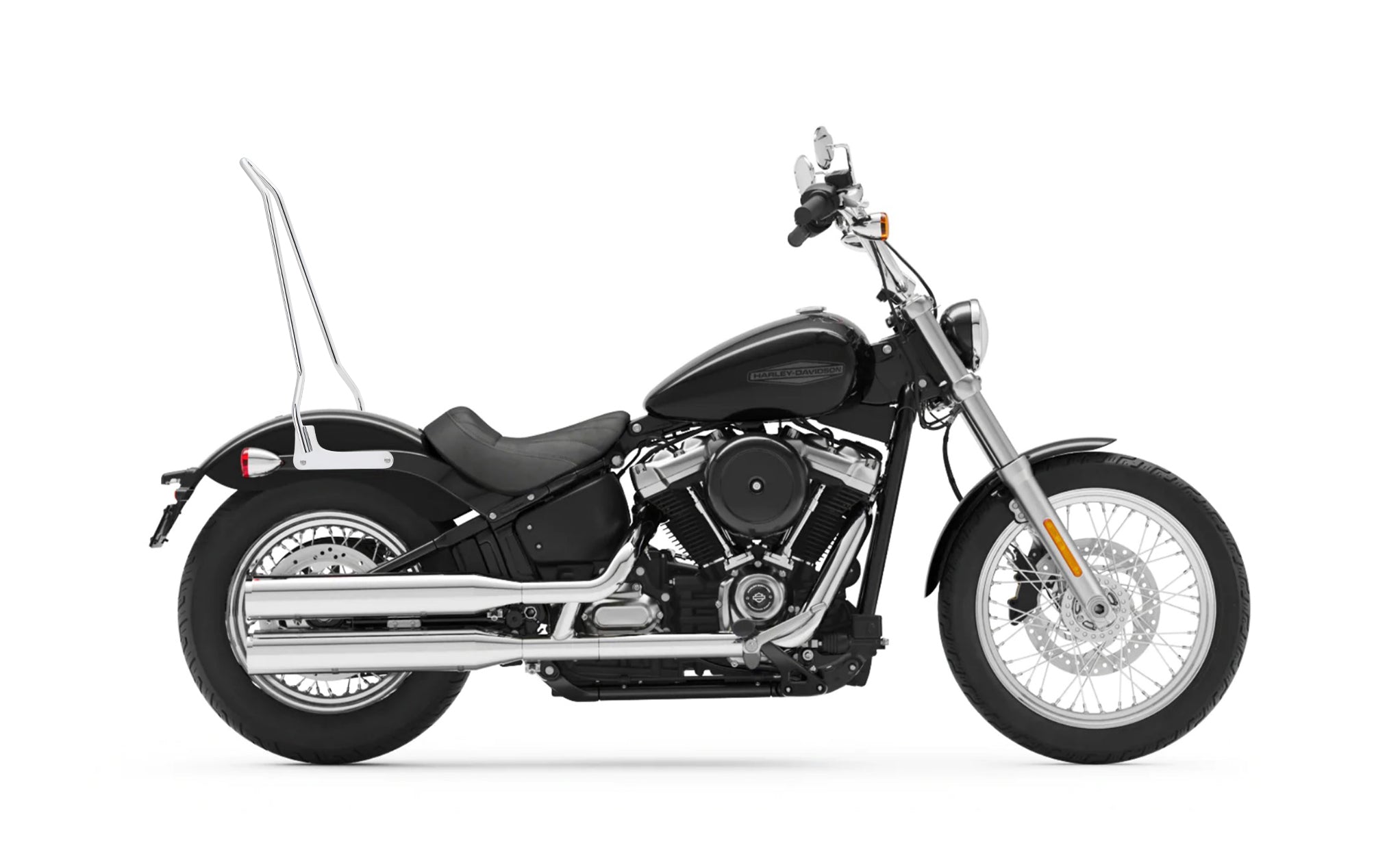 Iron Born Blade 25" Sissy Bar for Harley Softail Standard FXST Chrome Bag on Bike View @expand