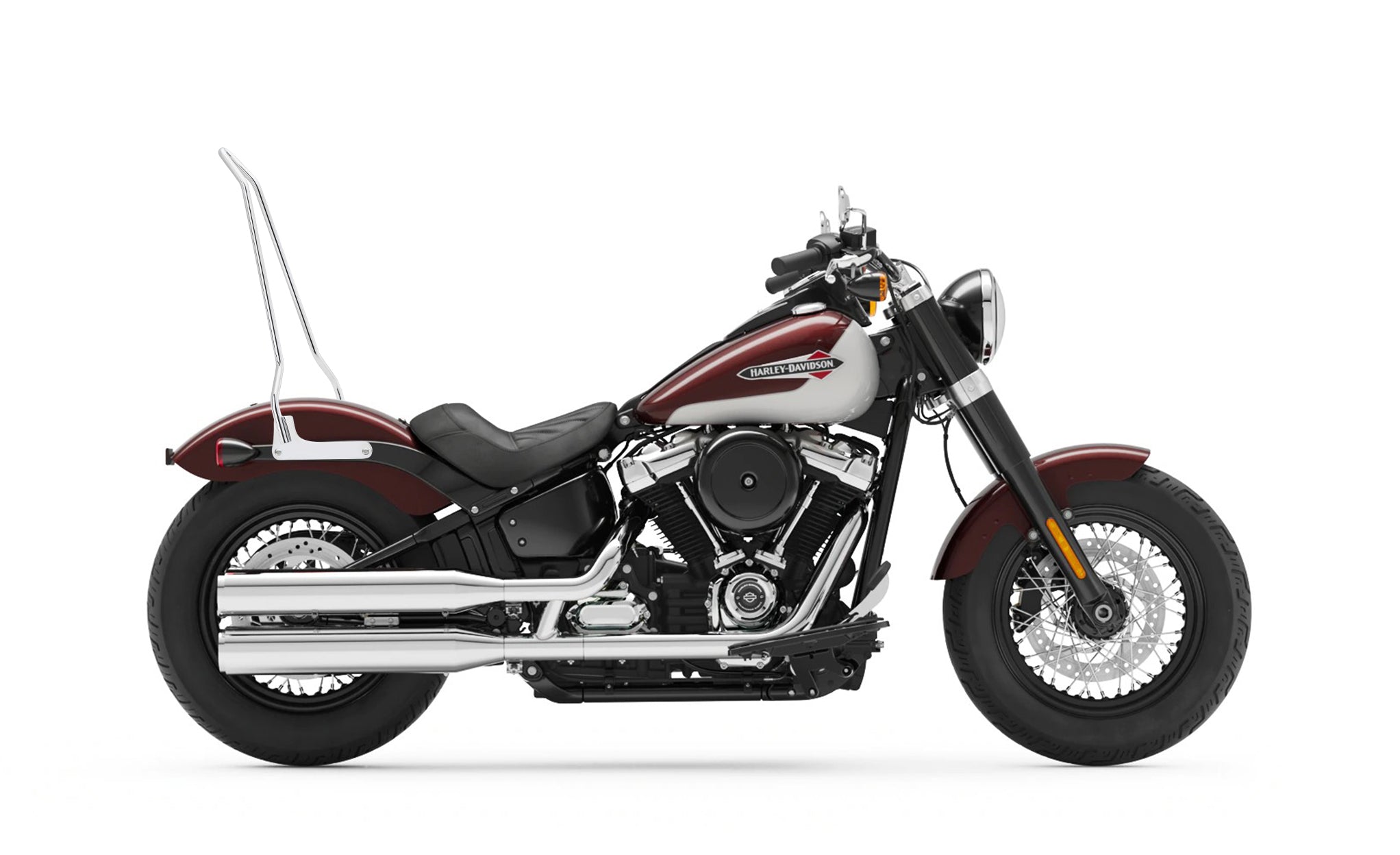 Iron Born Blade 25" Sissy Bar for Harley Softail Slim Chrome Bag on Bike View @expand