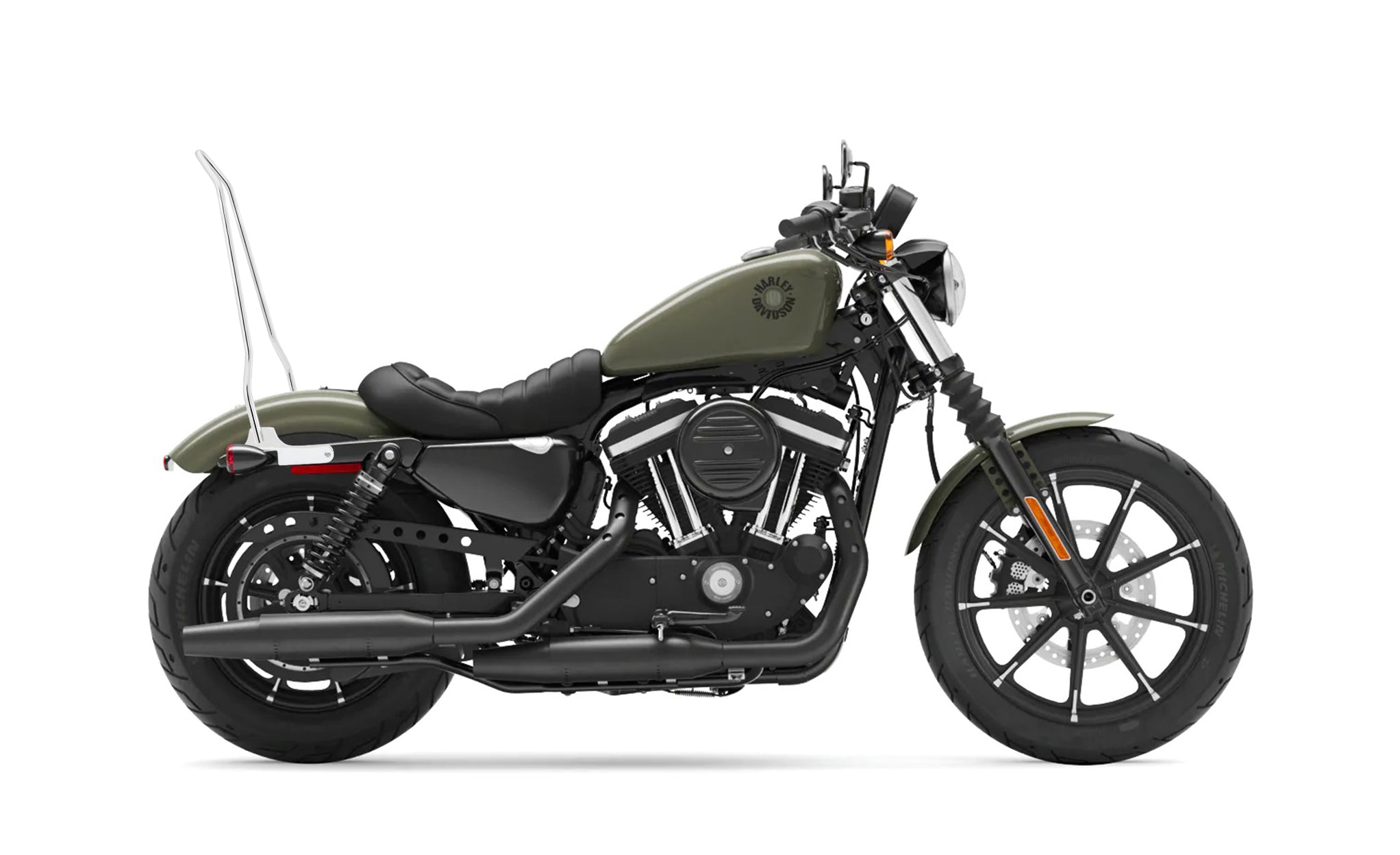 Iron Born Blade 25" Sissy Bar for Harley Sportster 883 Iron XL883N Chrome Bag on Bike View @expand