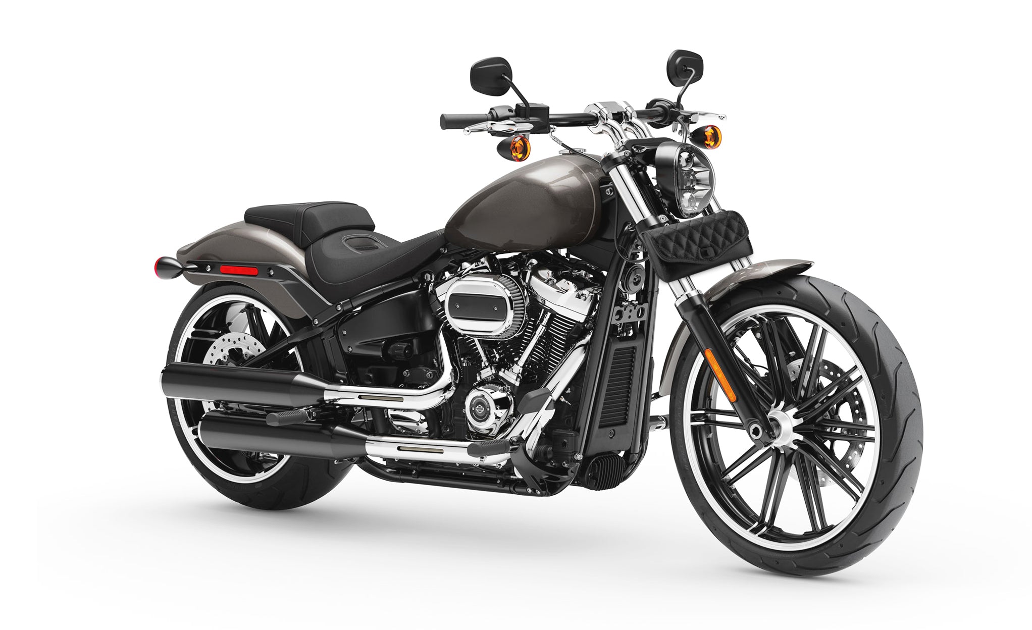 Viking Iron Born Diamond Stitch Leather Motorcycle Handlebar Bag for Harley Davidson Bag on Bike View @expand