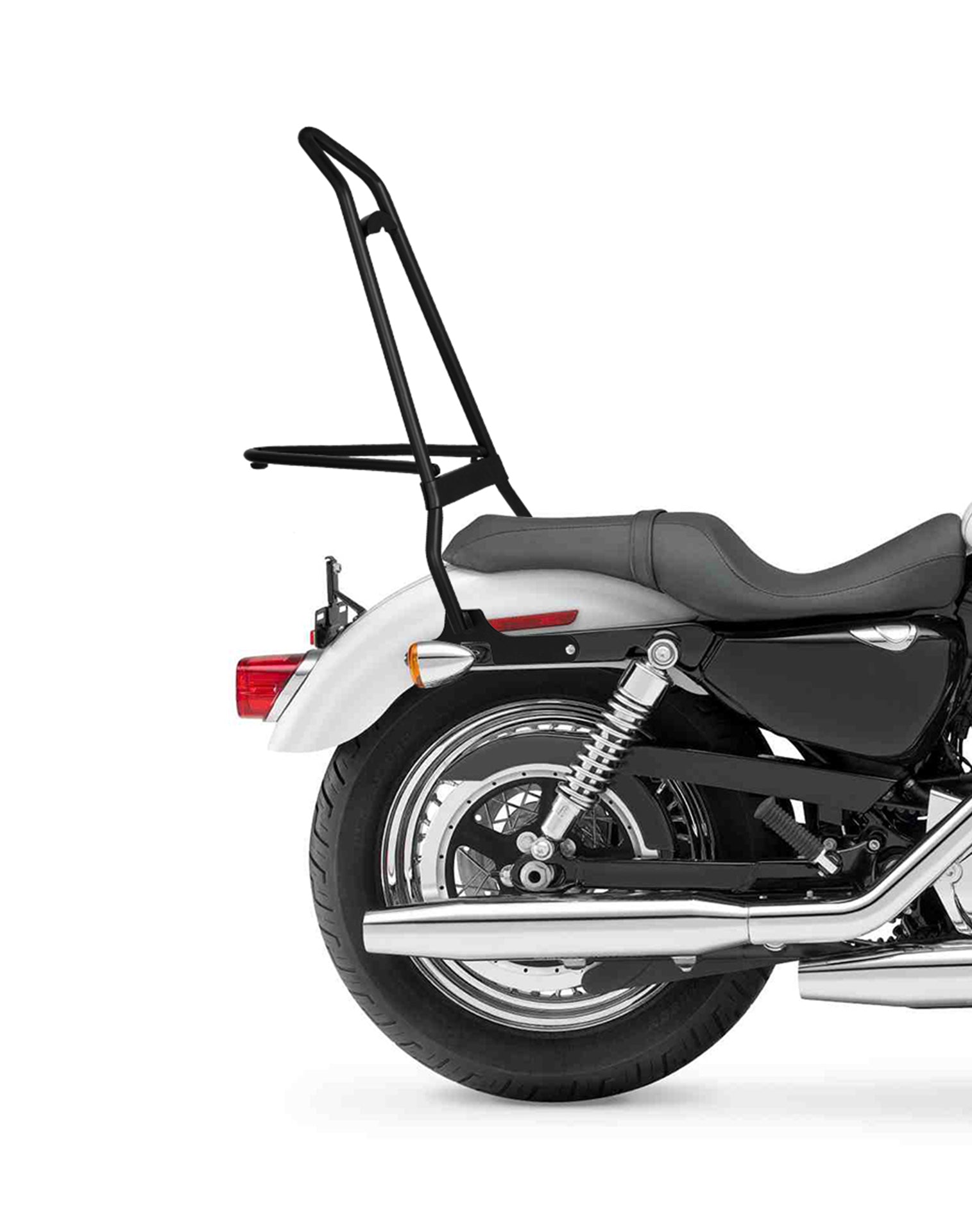 Iron Born Sissy Bar with Foldable Luggage Rack for Harley Sportster 1200 Low XL1200L Matte Black Close Up View