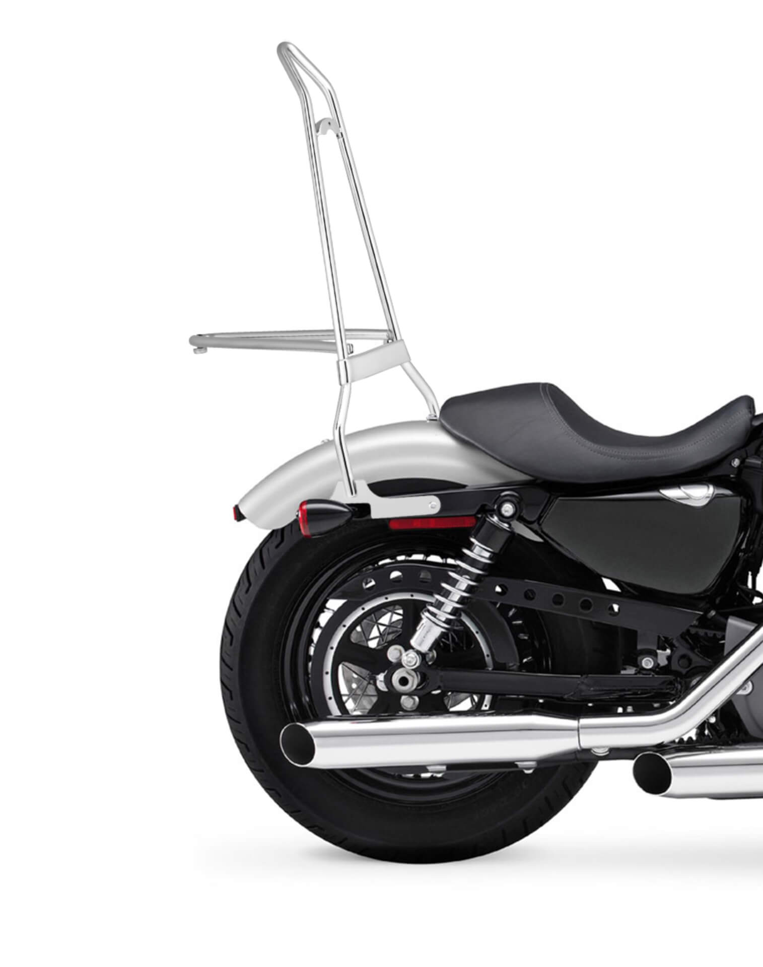 Iron Born Blade 25" Sissy Bar with Foldable Luggage Rack for Harley Sportster 1200 Nightster XL1200N Chrome Close Up View