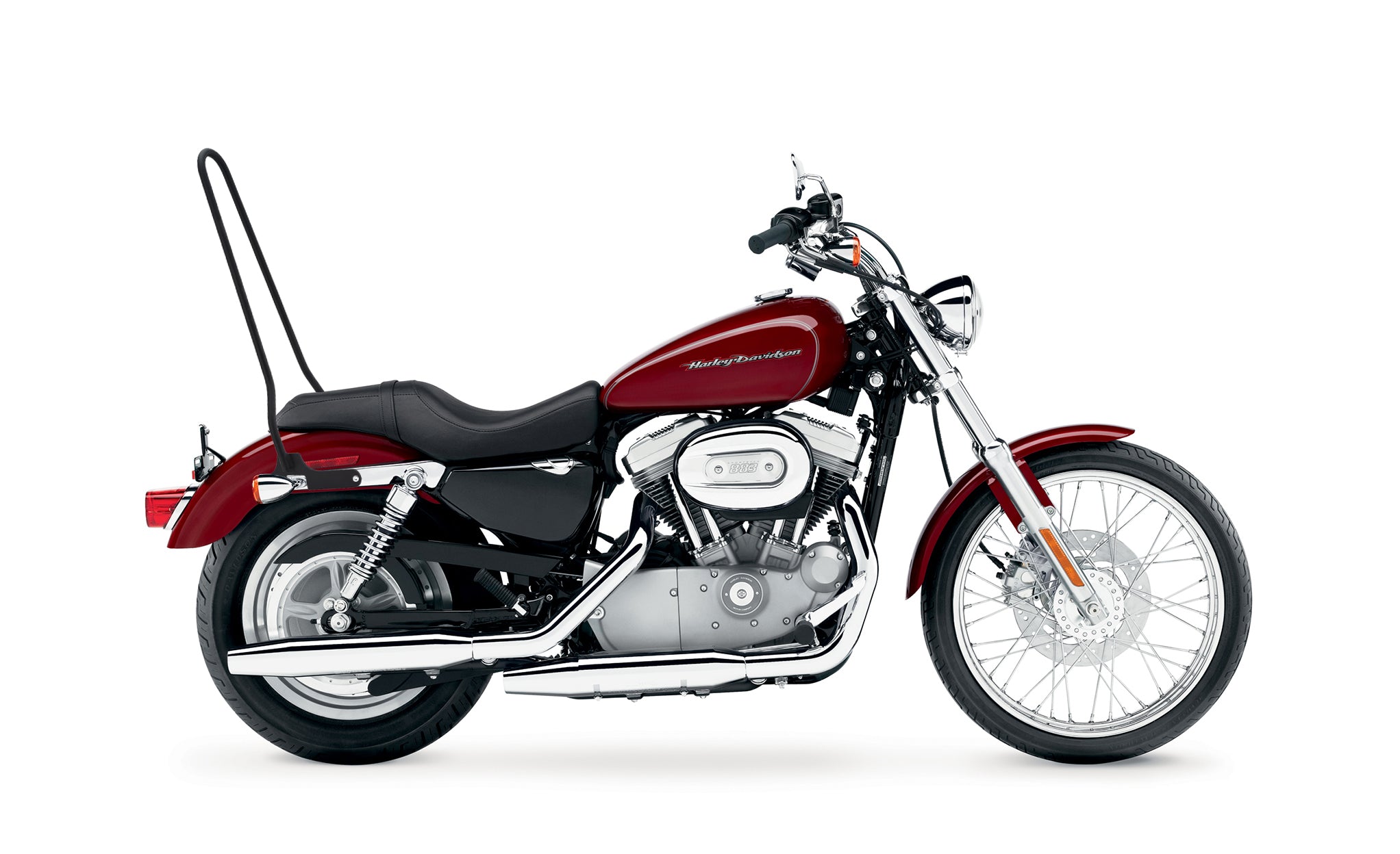 Iron Born Standard 25" Sissy Bar for Harley Sportster 883 Custom XL883C Matte Black Bag on Bike View @expand