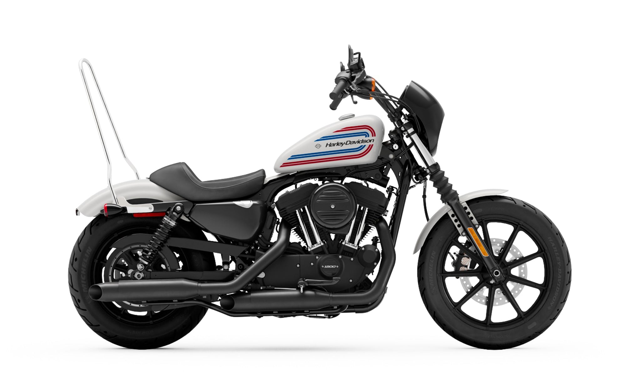 Iron Born Standard 25" Sissy Bar for Harley Sportster Iron 1200 Chrome Bag on Bike View @expand