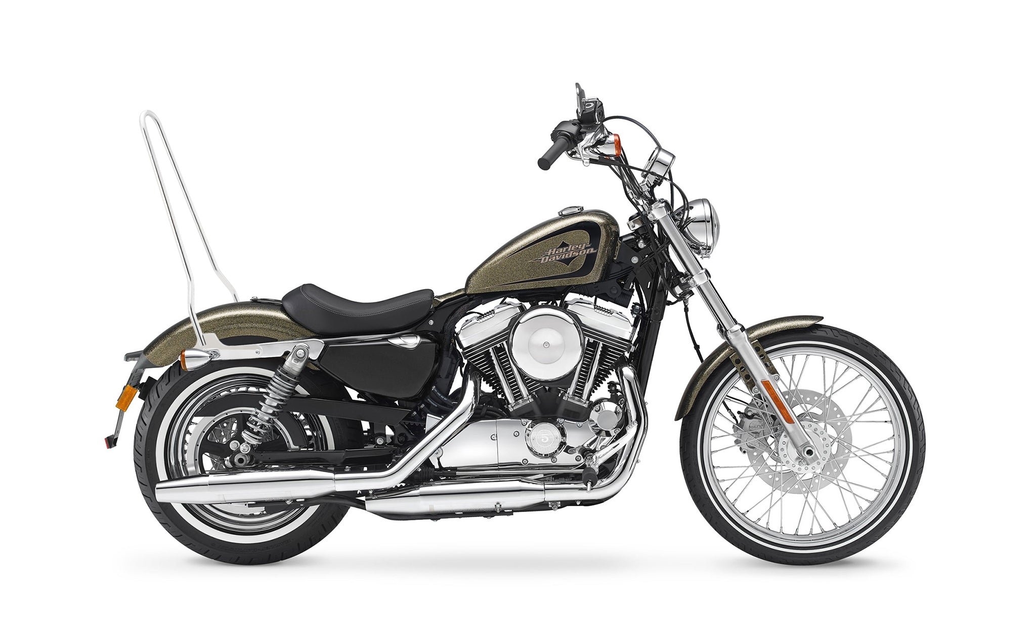 Iron Born Standard 25" Sissy Bar for Harley Sportster Seventy Two Chrome Bag on Bike View @expand