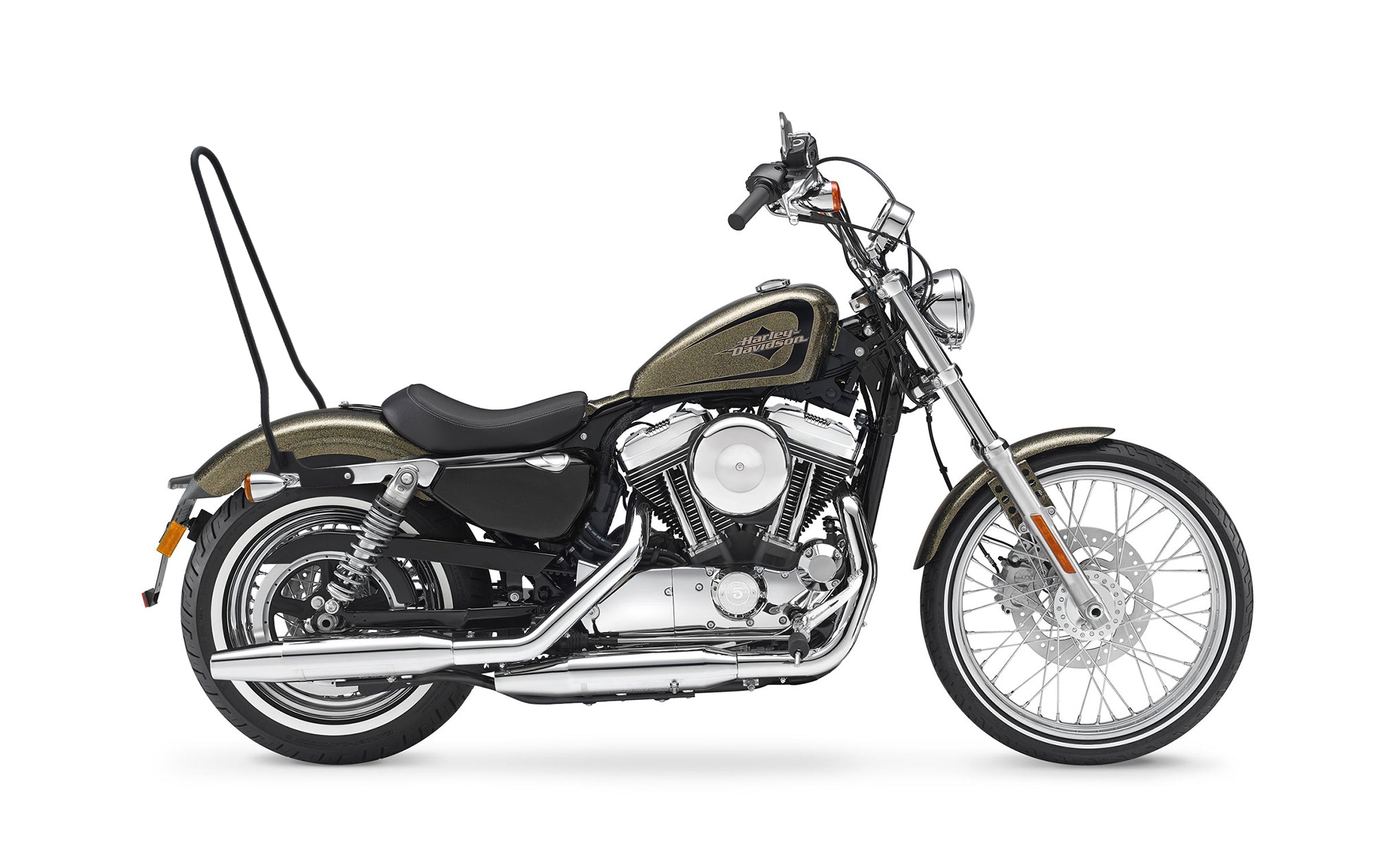 Iron Born Standard 25" Sissy Bar for Harley Sportster Seventy Two Matte Black Bag on Bike View @expand