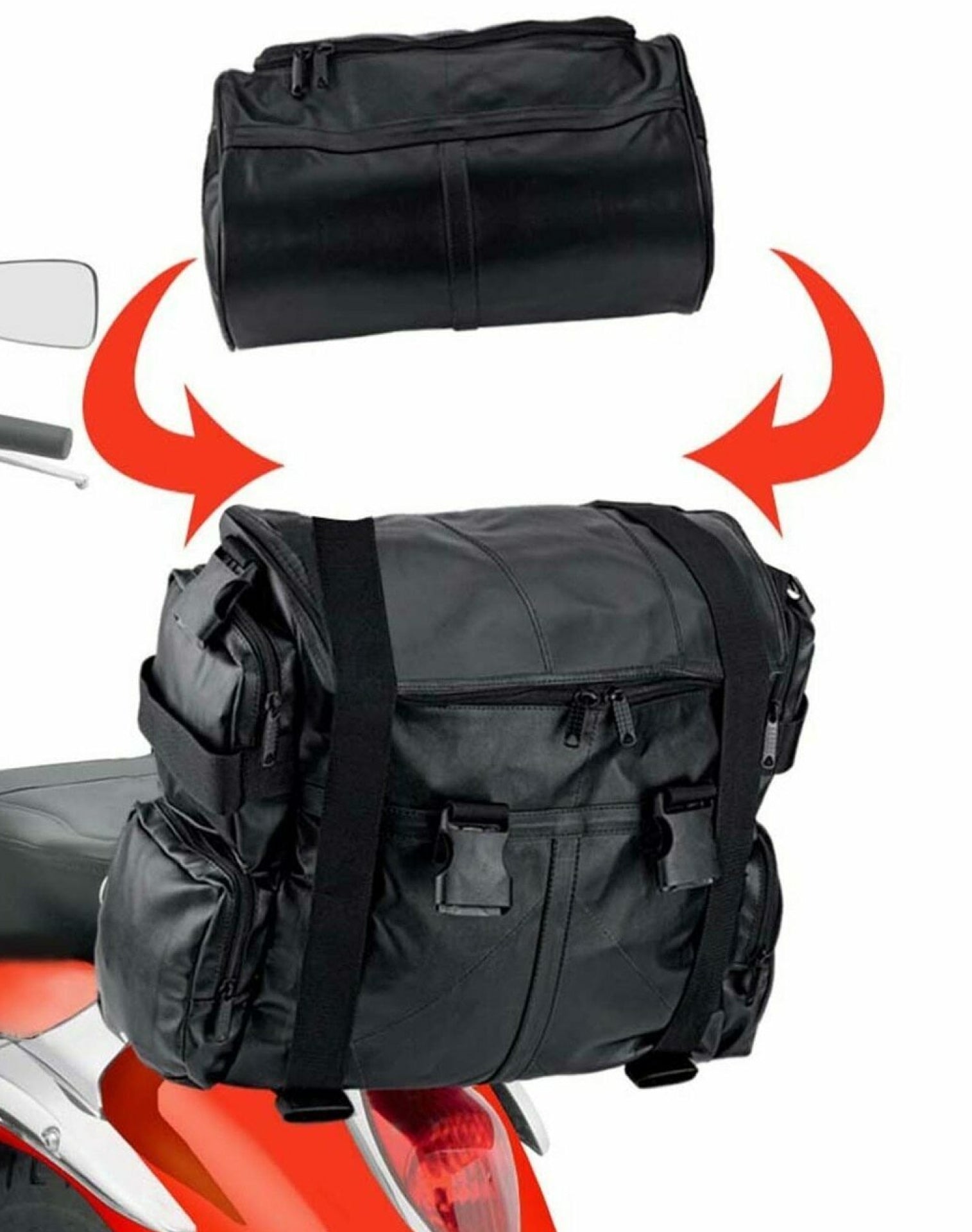 Viking Aero Expandable Medium Kawasaki Motorcycle Sissy Bar Bag Roll Bag