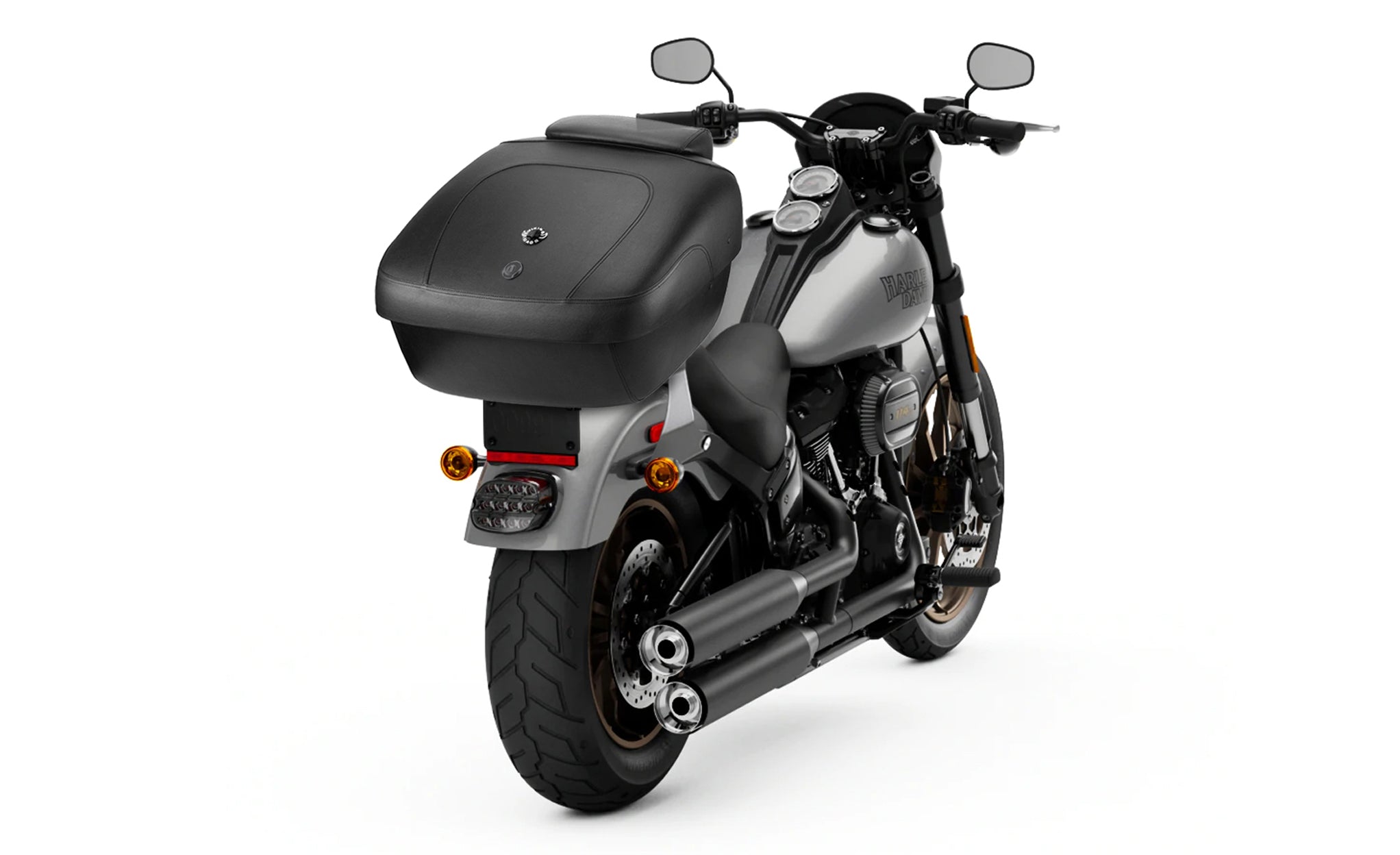 Viking Premium Extra Large Yamaha Leather Wrapped Hard Motorcycle Trunk Bag on Bike View @expand